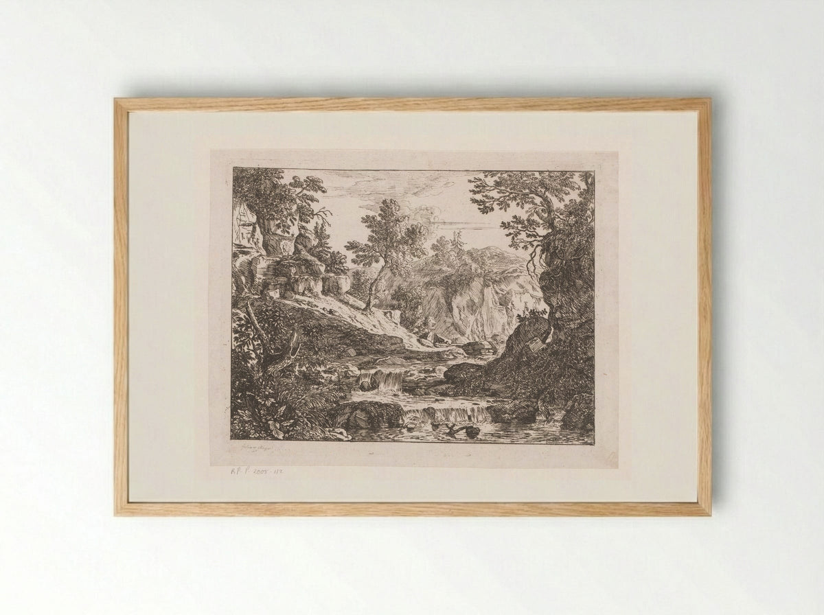Landschap met watervallen - Felix Meyer - Framed Print Wood