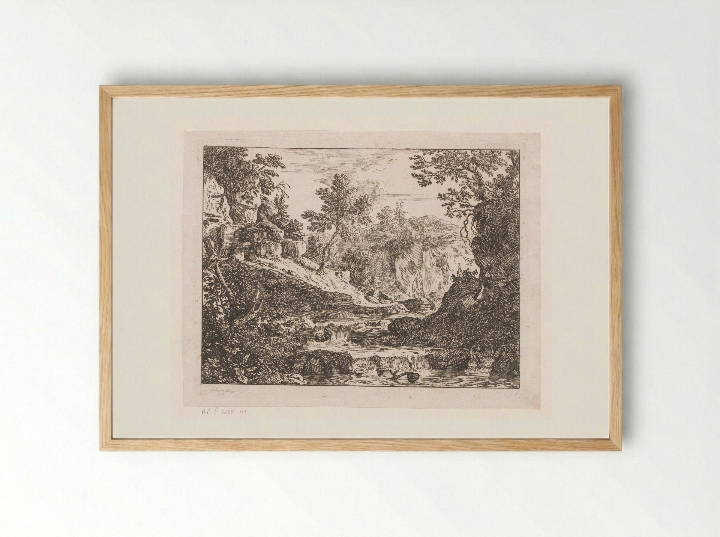 Landschap met watervallen - Felix Meyer - Framed Print Wood