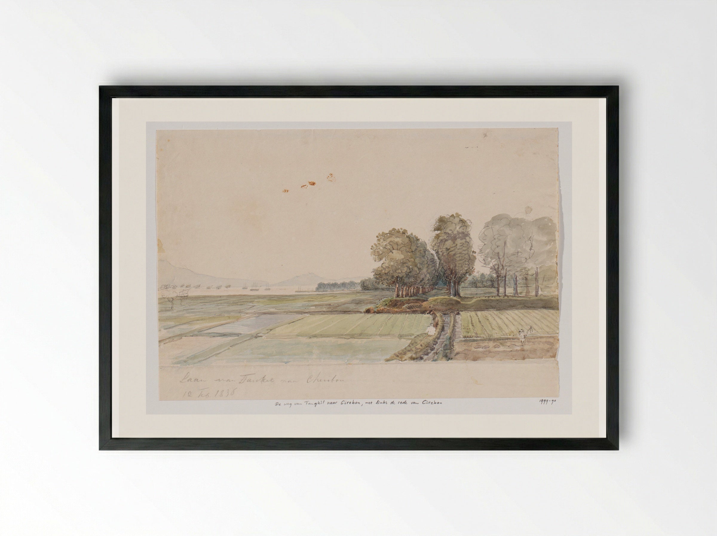Landschap met weg van Tangkil naar Cirebon - Adrianus Johannes Bik - Framed Print Black