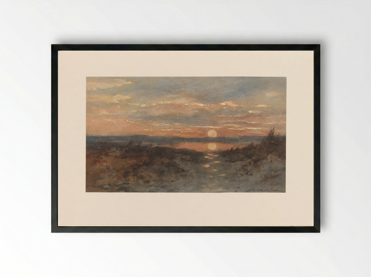 Landschap met zonsondergang - Maria Bilders-van Bosse - Framed Print Black