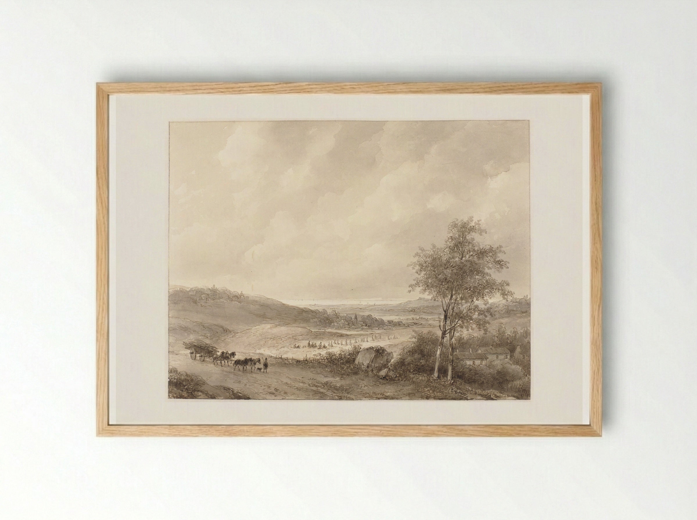 Landschap tussen Calais en Boulogne - Andreas Schelfhout - Framed Print Wood