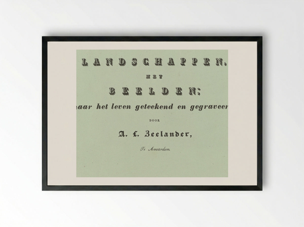 Landschappen met beelden (Title Page) - Abraham Lion Zeelander - Framed Print Black