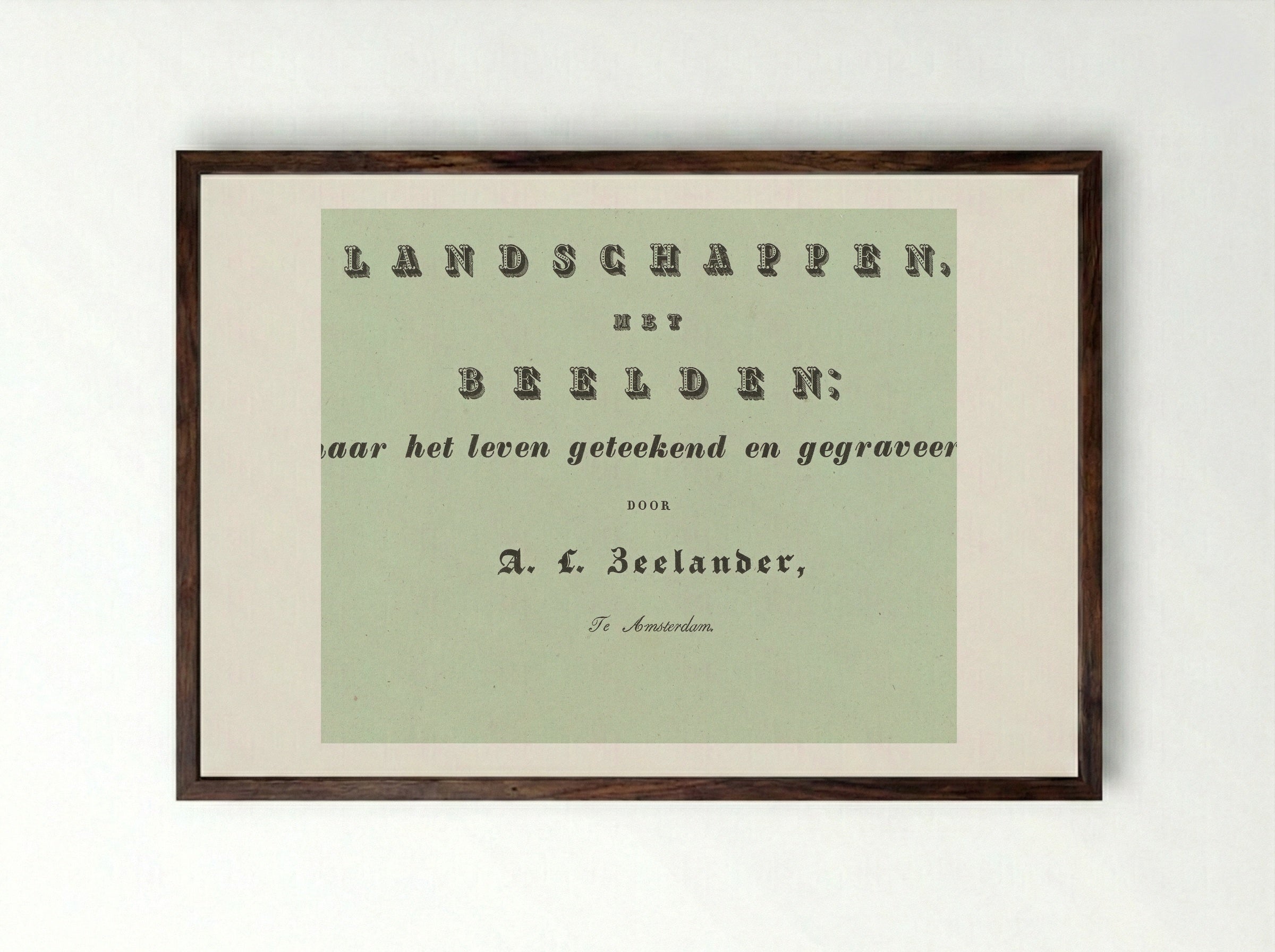 Landschappen met beelden (Title Page) - Abraham Lion Zeelander - Framed Print Dark Wood