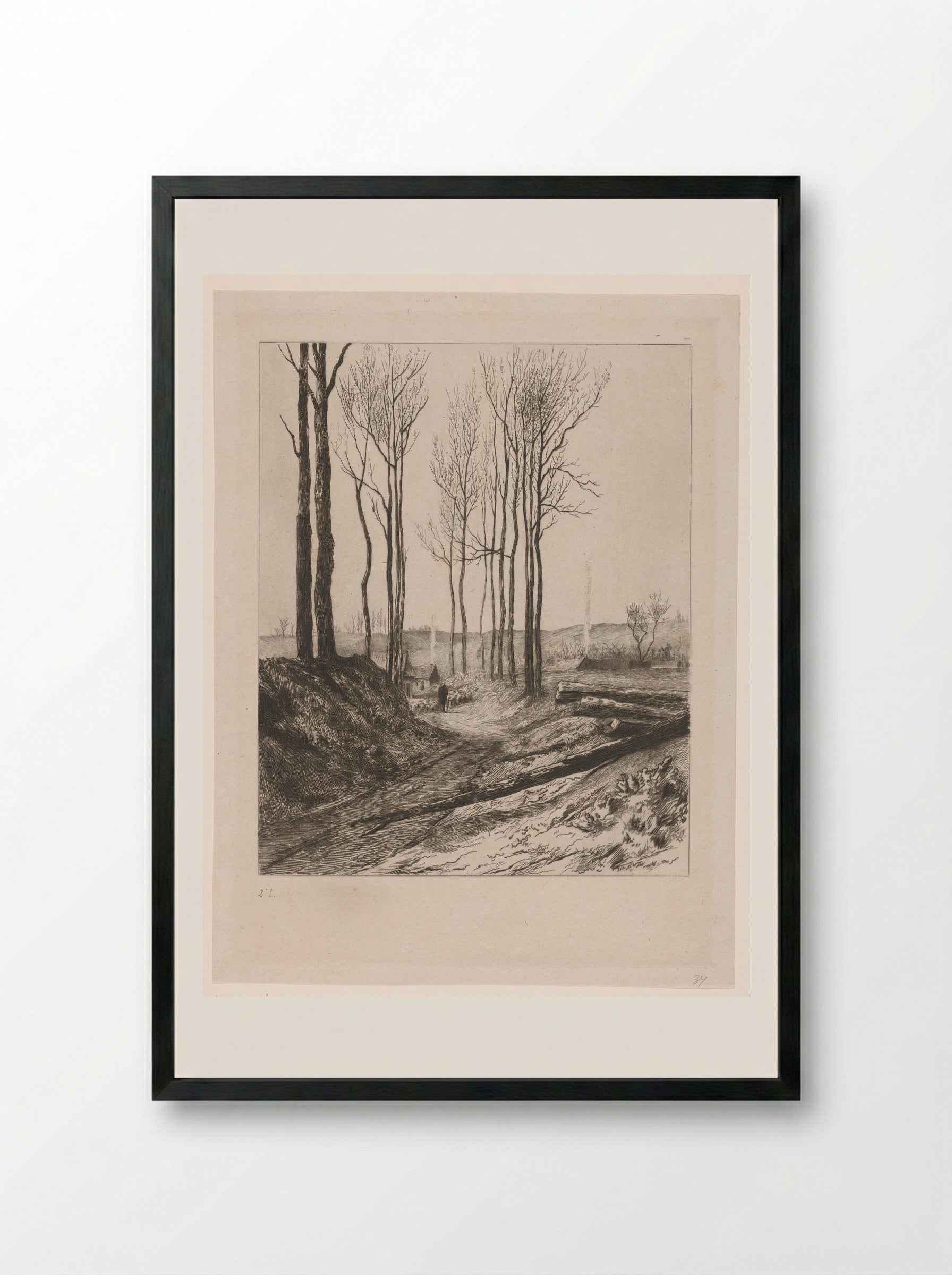 Landweg bij Vilvoorde - Carel Nicolaas Storm van 's-Gravesande - Framed Print Black