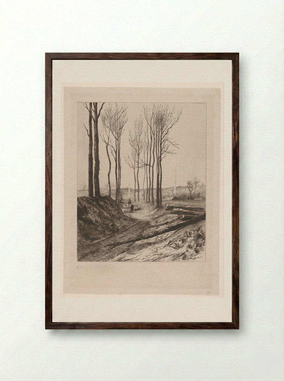Landweg bij Vilvoorde - Carel Nicolaas Storm van 's-Gravesande - Framed Print Dark Wood