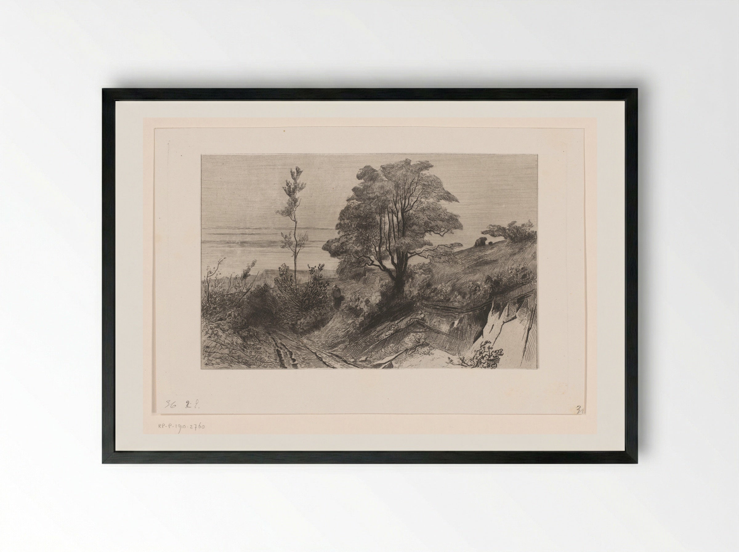 Landweg bij Warnant - Carel Nicolaas Storm van 's-Gravesande - Framed Print Black
