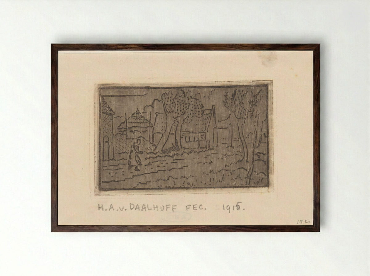 Landweg - Herman Antonius van Daalhoff - Framed Print Dark Wood