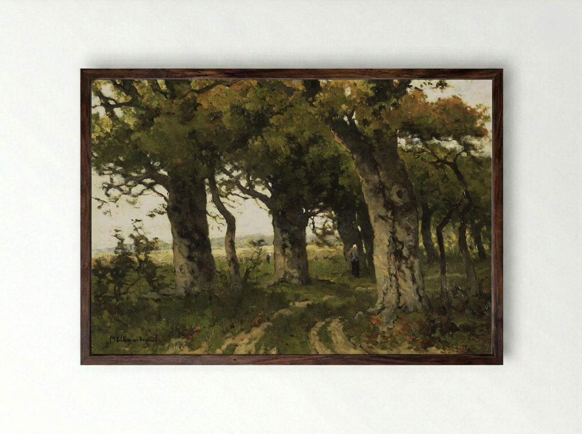 Lane of Oaks in Late Summer - Maria Bilders-van Bosse - Framed Print Dark Wood