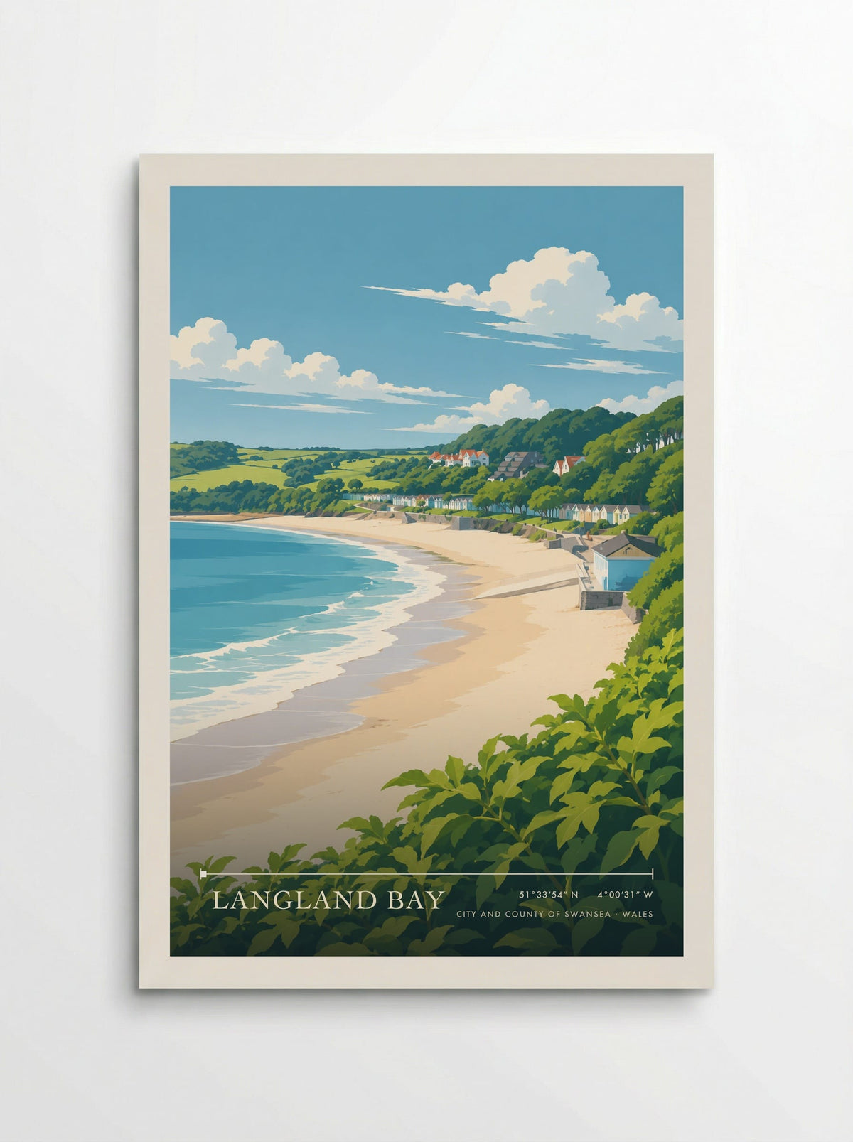 Langland Bay, City and County of Swansea | Travel Poster - Poster