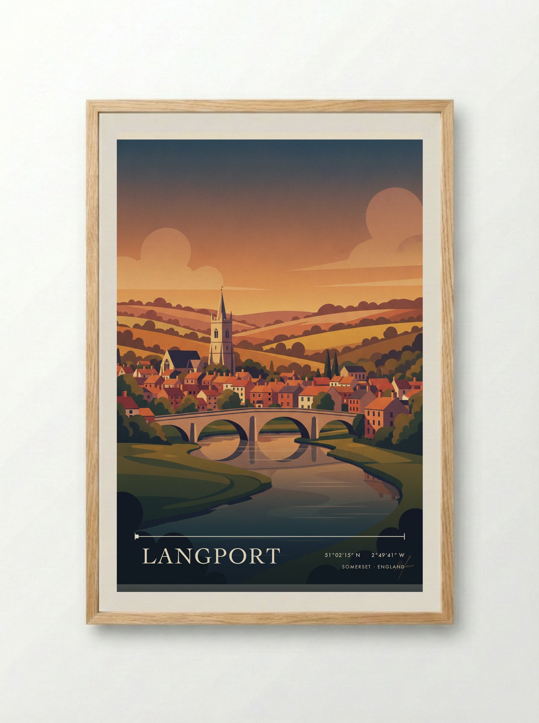 Langport Somerset England Travel Poster - Framed Print Wood