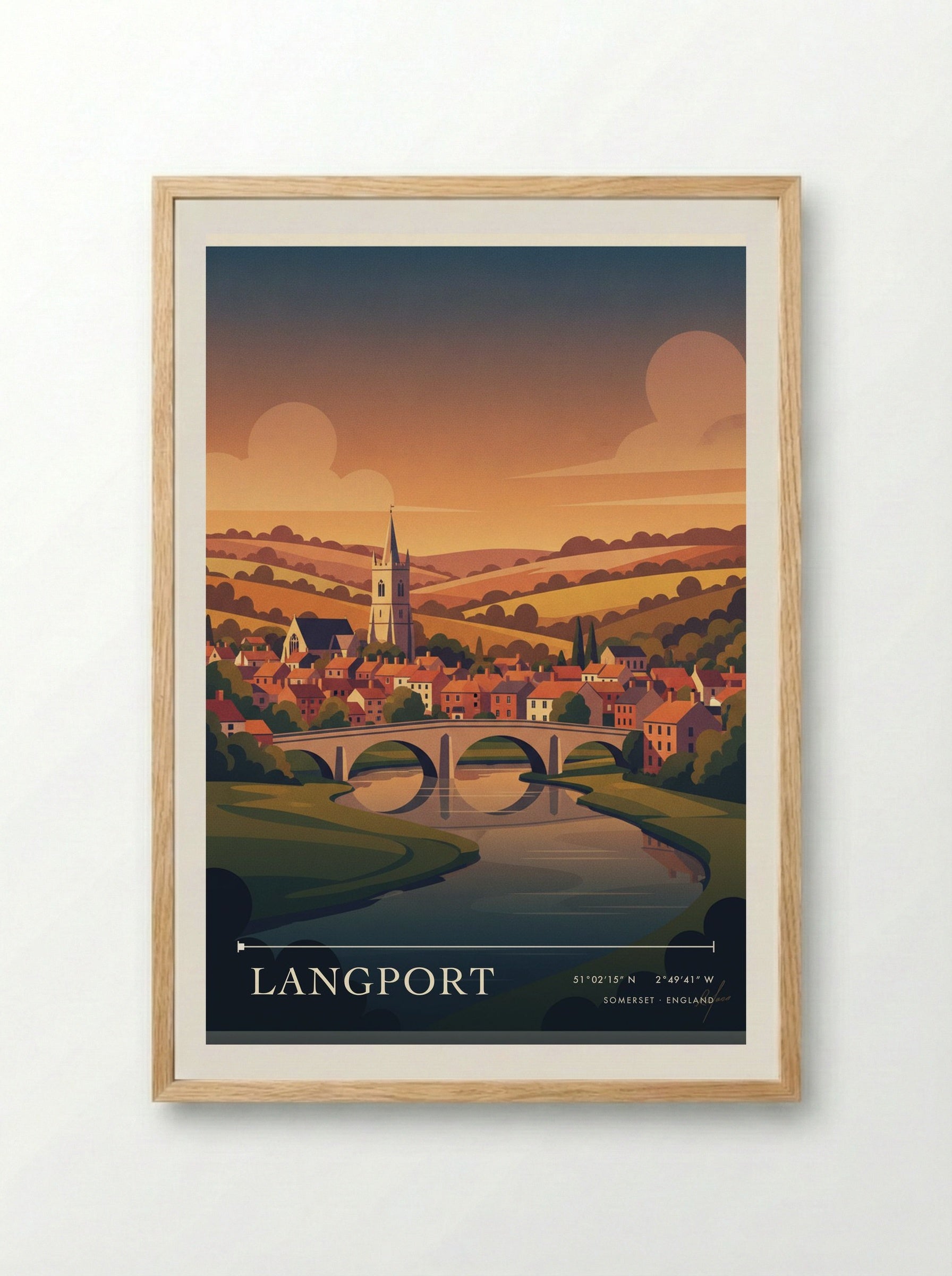 Langport Somerset England Travel Poster - Framed Print Wood