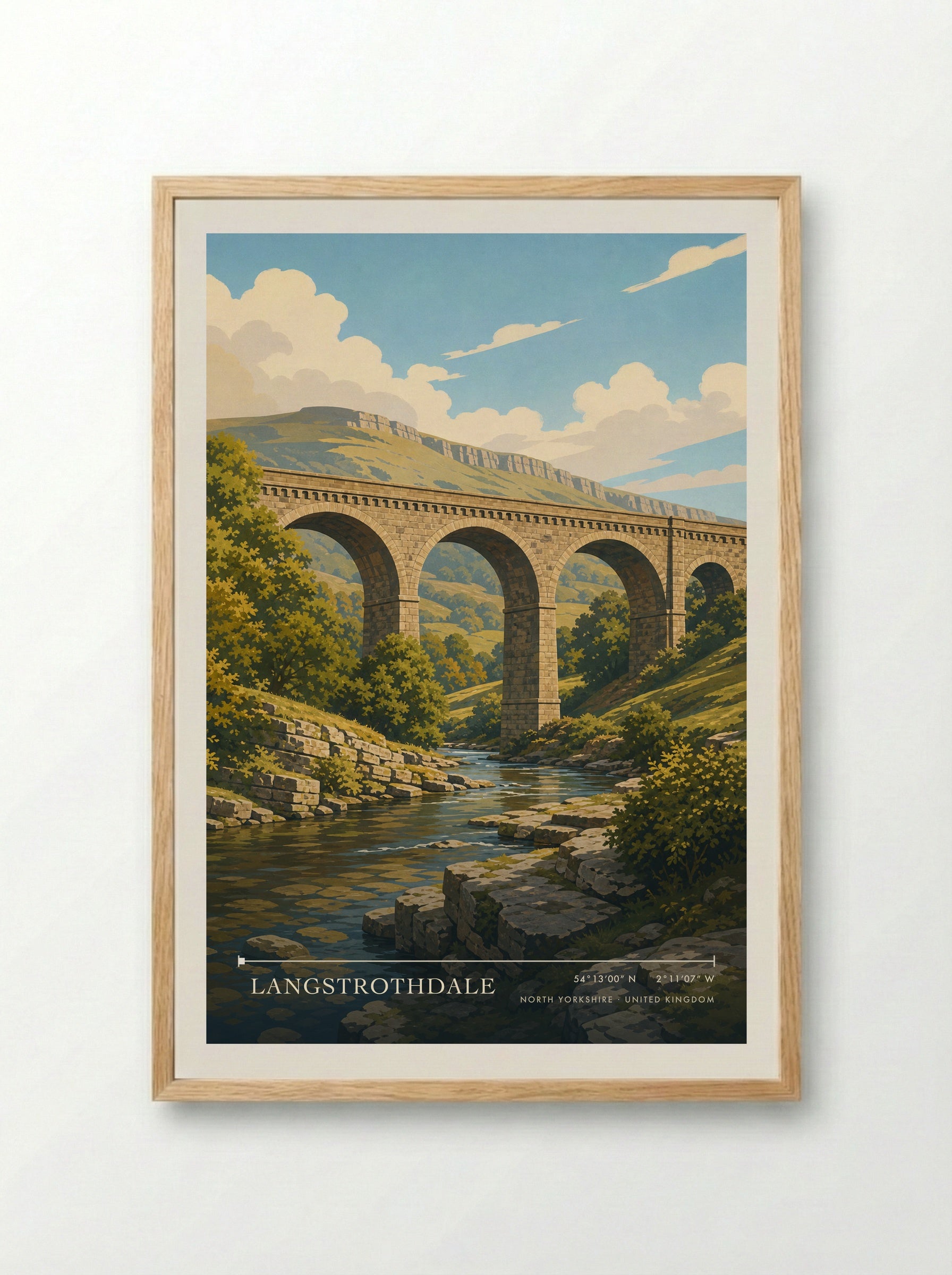 Langstrothdale North Yorkshire United Kingdom Travel Poster - Framed Print Wood