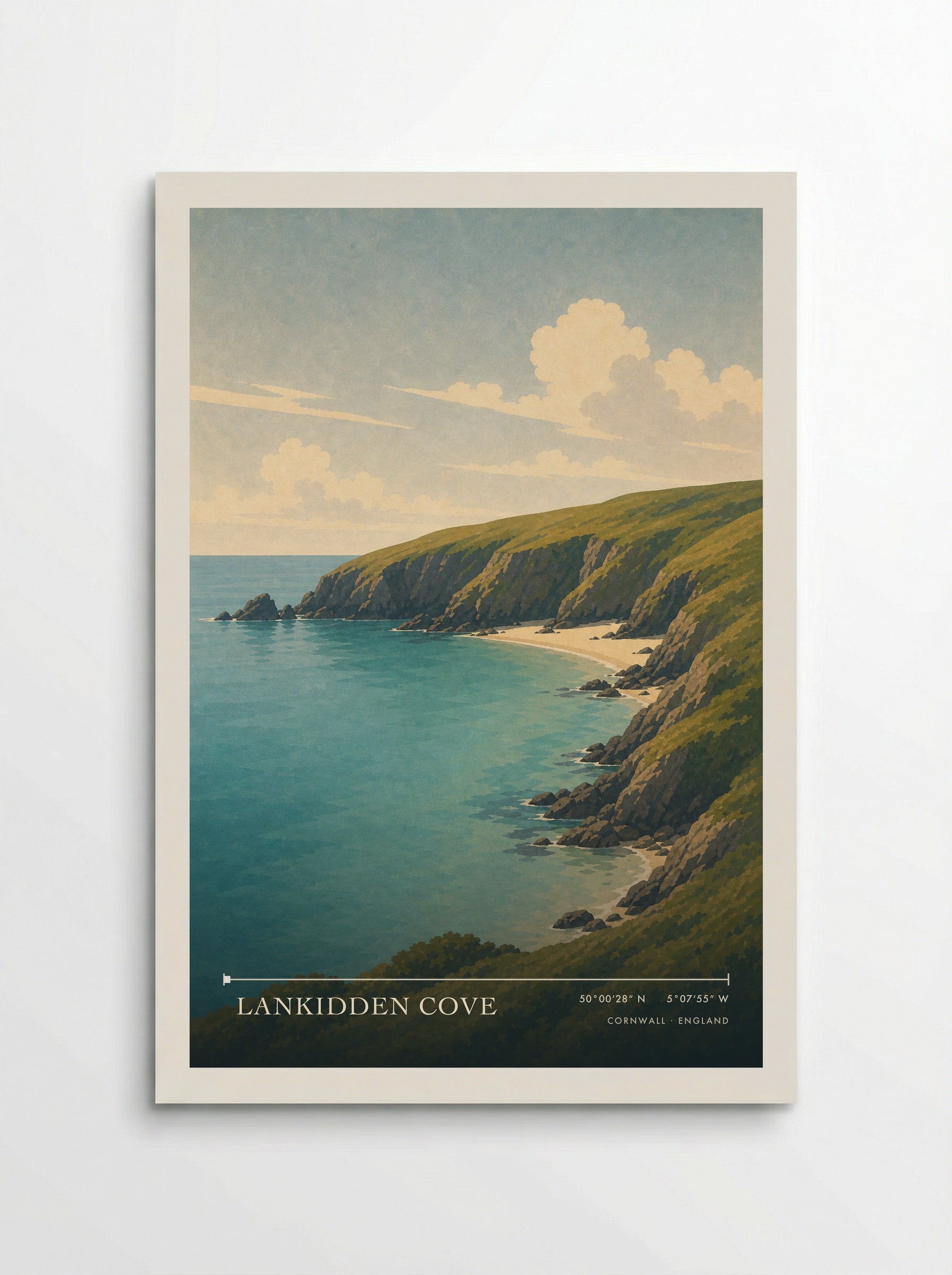 Lankidden Cove Cornwall England Travel Poster - Poster