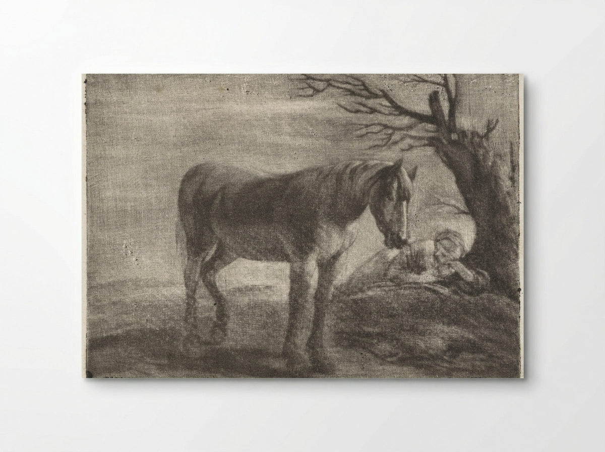 Lanschap met een paard en een slapende vrouw - Dirk Koedijck - Poster