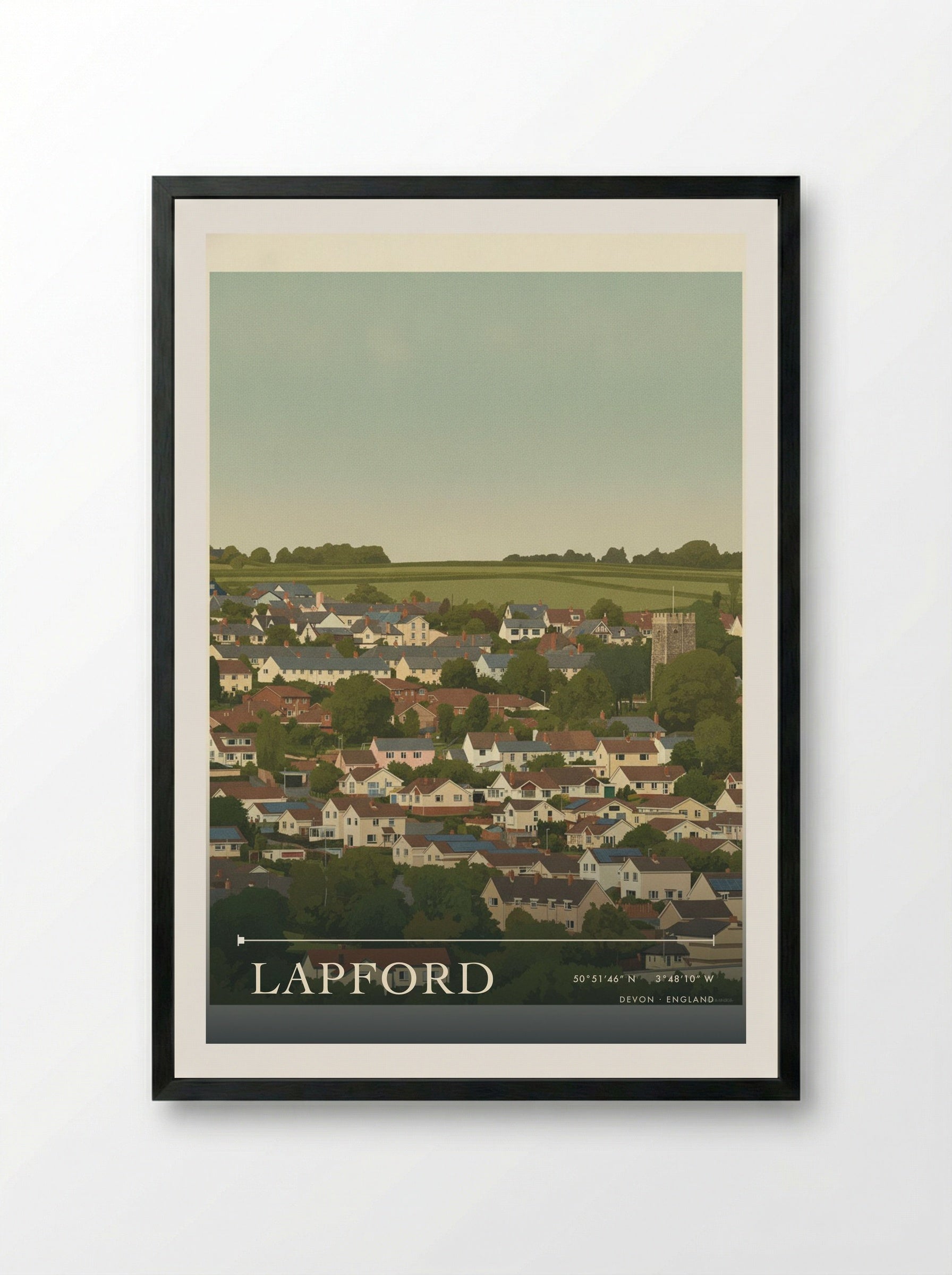 Lapford Devon England Travel Poster - Framed Print Black