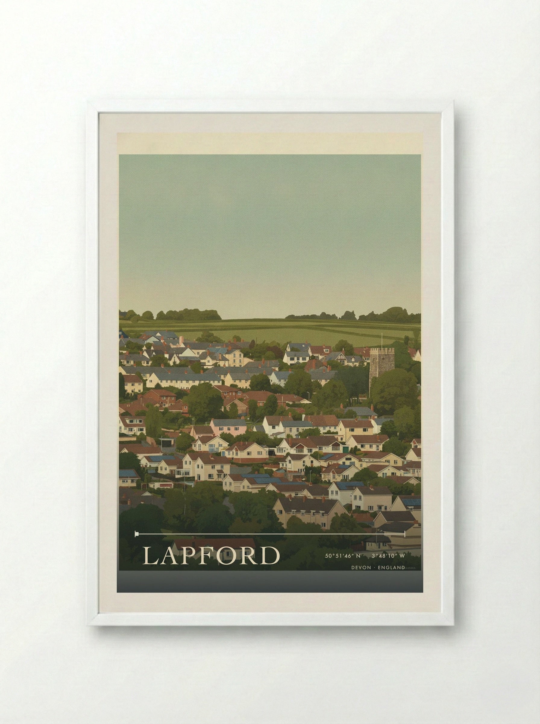 Lapford Devon England Travel Poster - Framed Print White