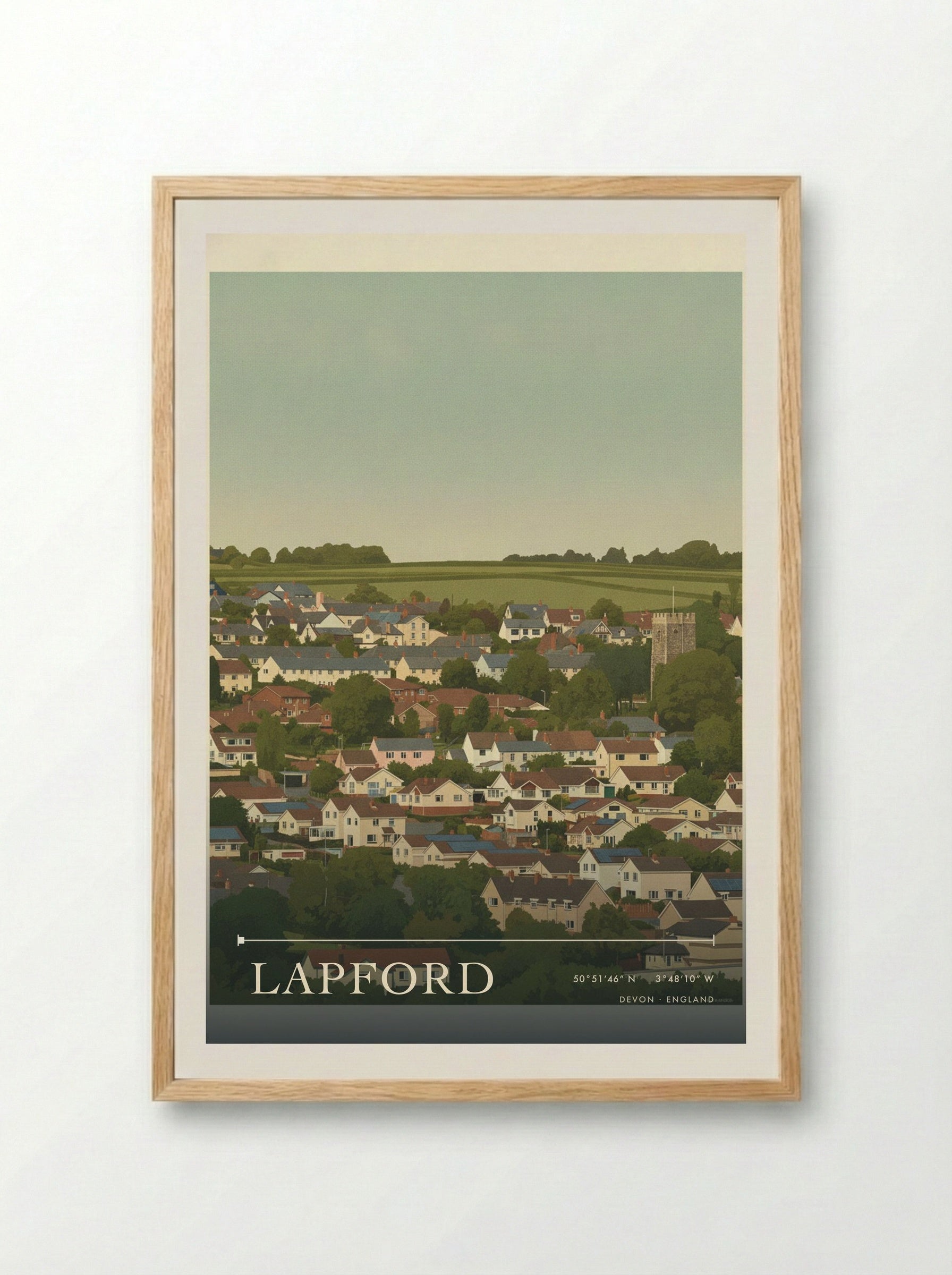 Lapford Devon England Travel Poster - Framed Print Wood