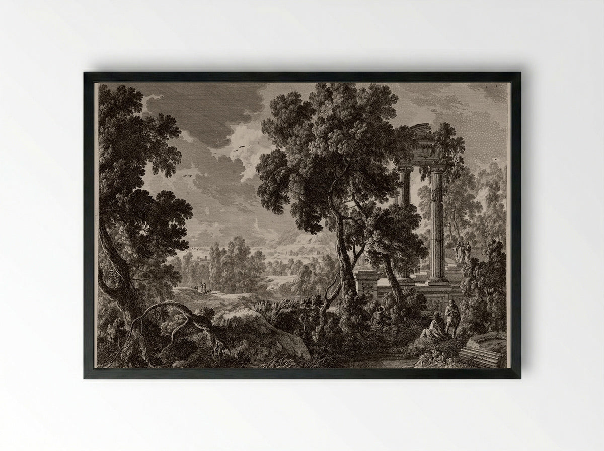 Large Baroque Landscape - Nicolas Perelle - Framed Print Black
