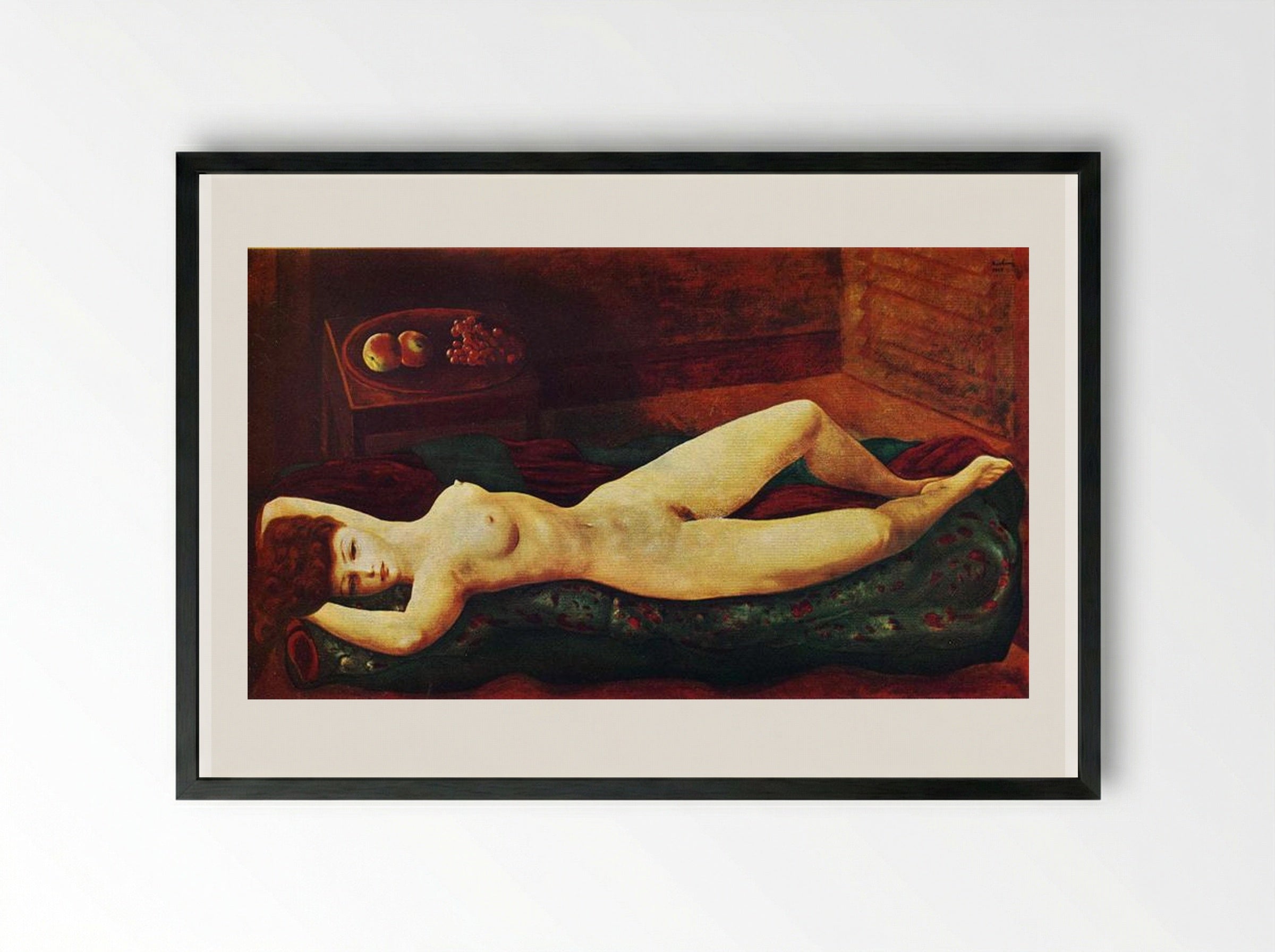 Large Red Nude - Moïse Kisling - Framed Print Black