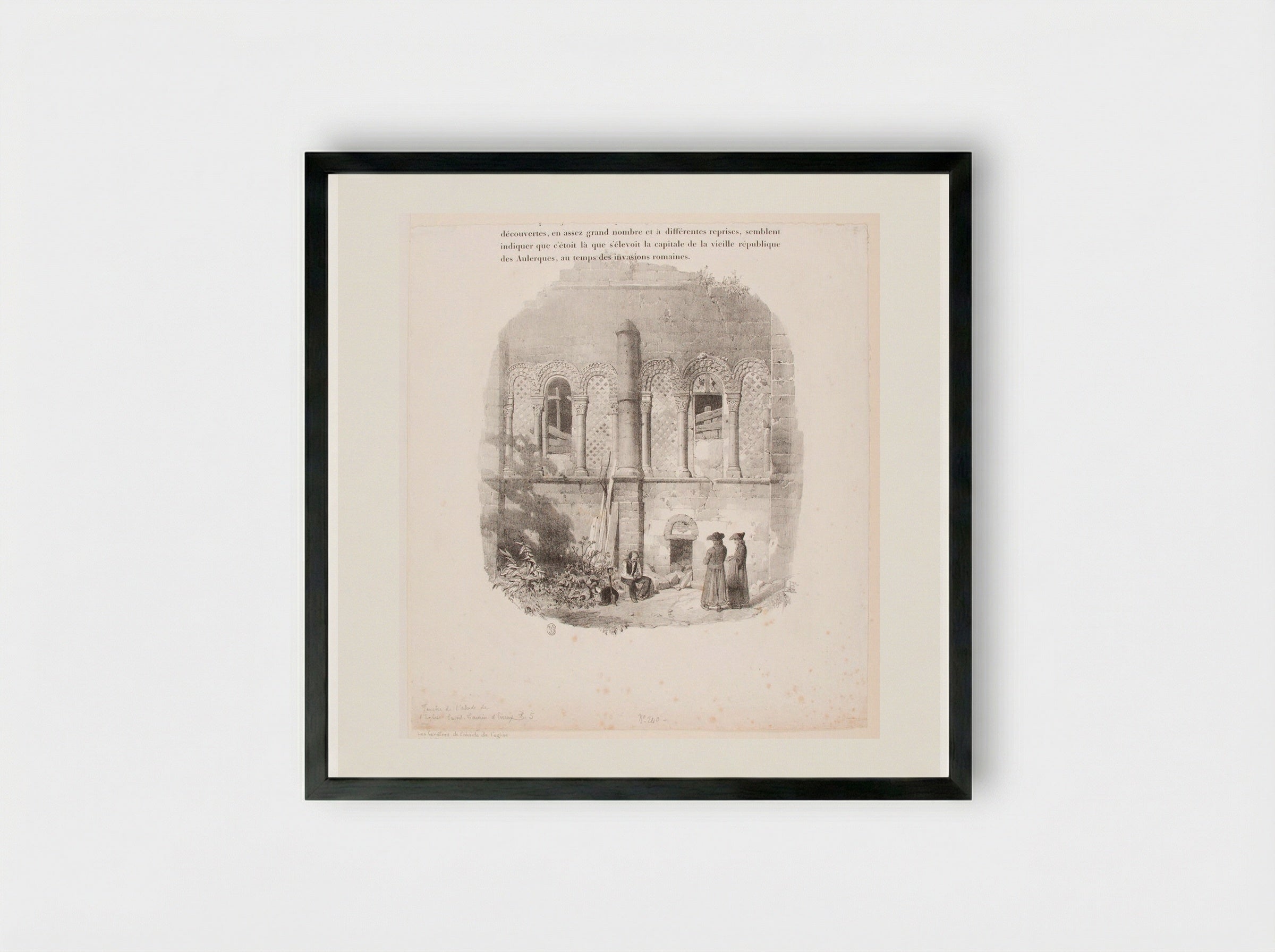 Large Tail-piece Representing the Apse Windows of the Church of Saint Taurin, Evreux - Richard Parkes Bonington - Framed Print Black