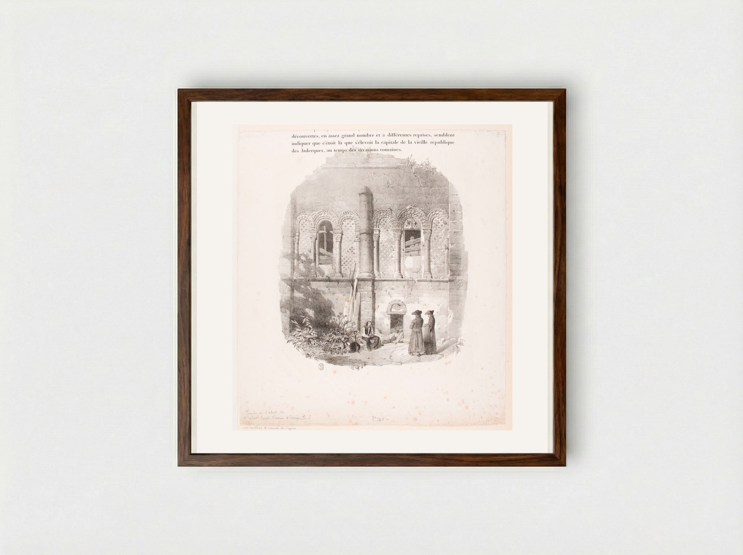 Large Tail-piece Representing the Apse Windows of the Church of Saint Taurin, Evreux - Richard Parkes Bonington - Framed Print Dark Wood