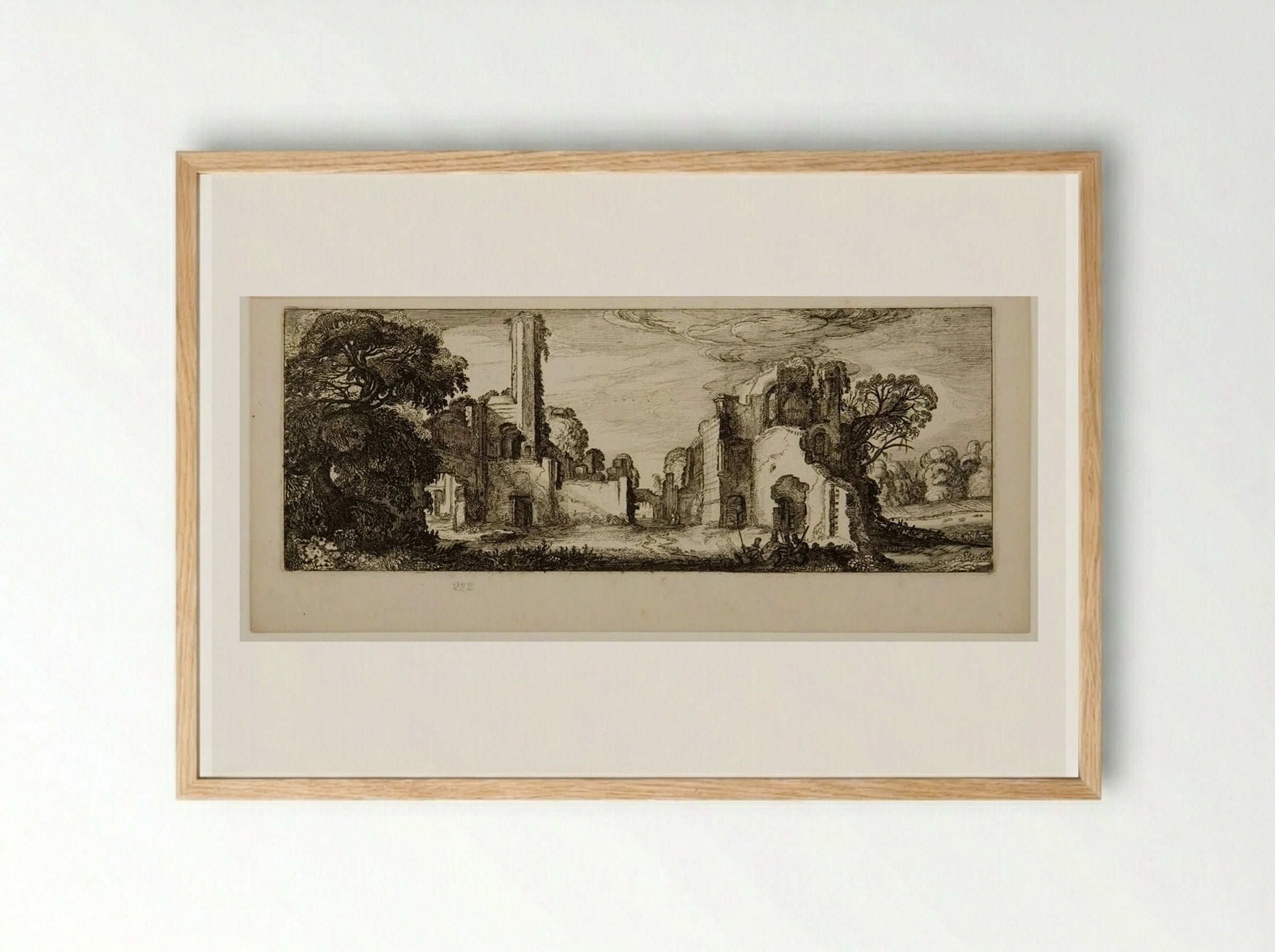Large Tree and Ruins with a Tower - Jan van de Velde II - Framed Print Wood
