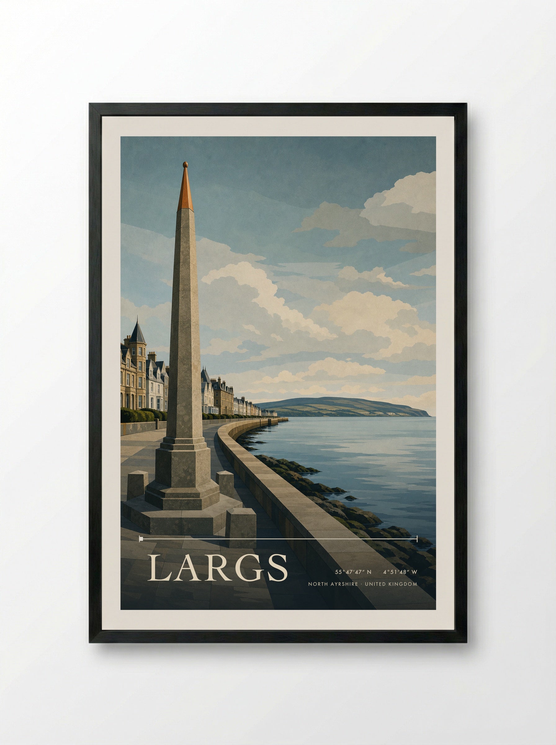 Largs North Ayrshire United Kingdom Travel Poster - Framed Print Black