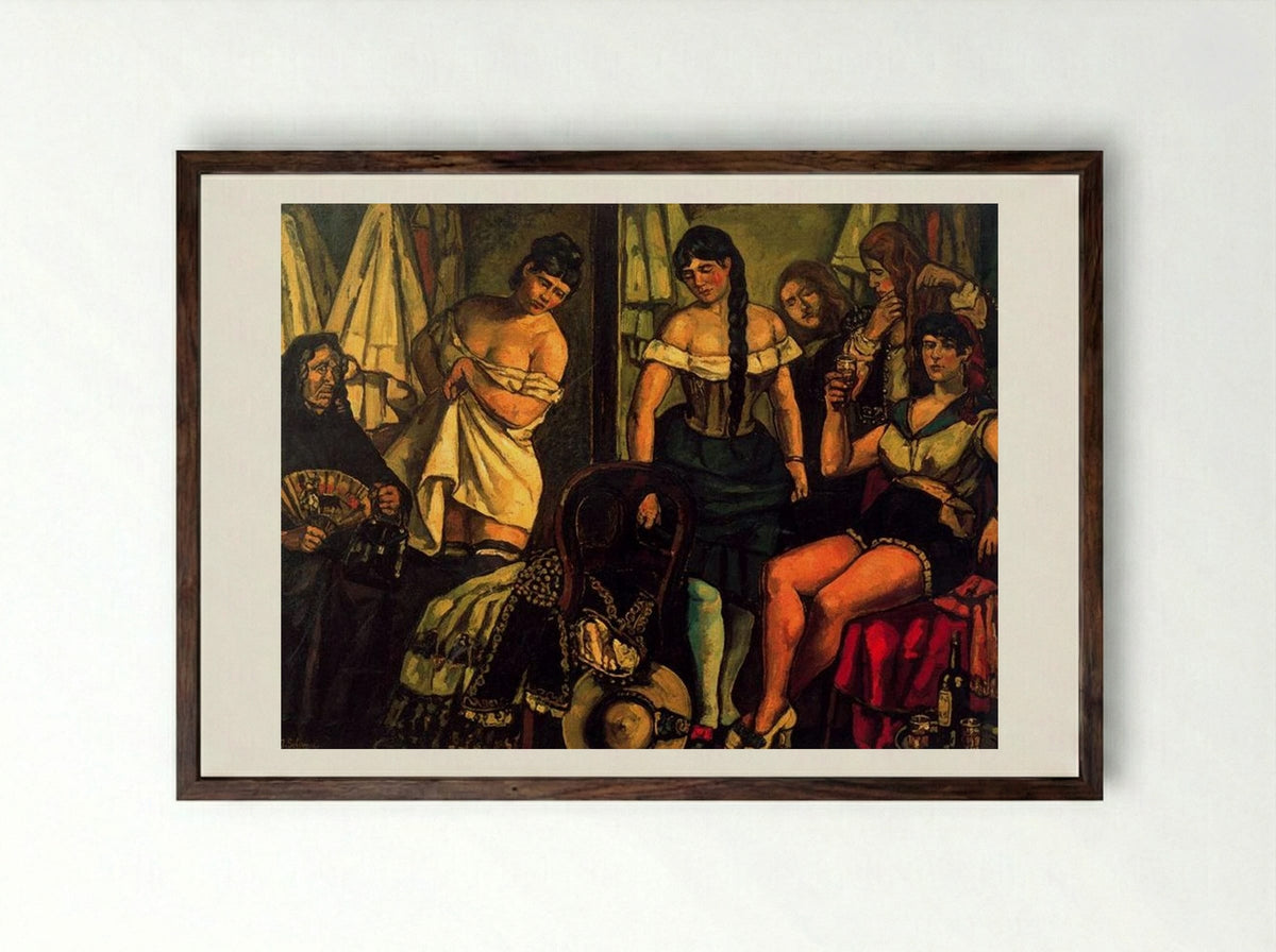 Las chicas de la Claudia - José Gutiérrez Solana - Framed Print Dark Wood