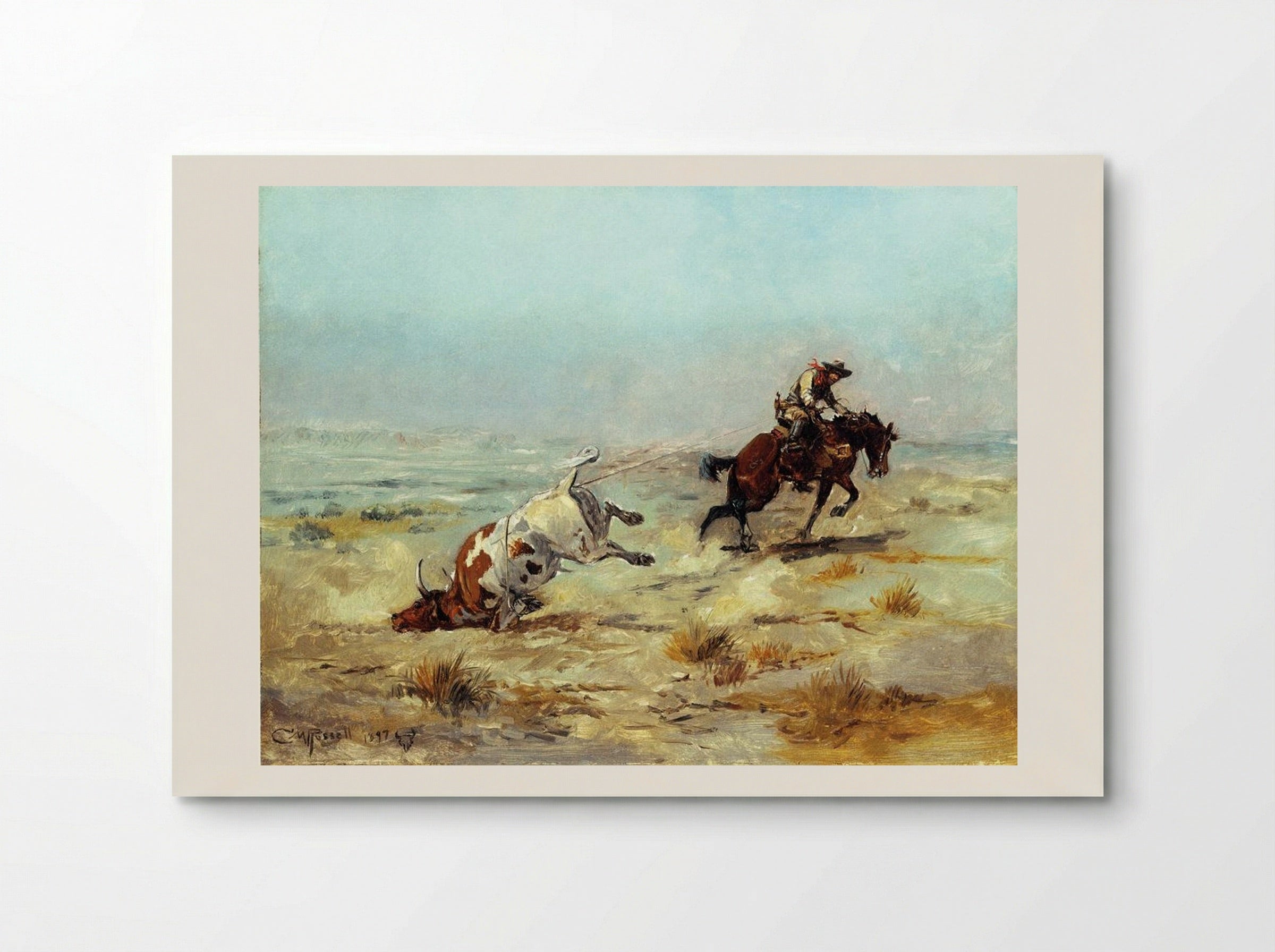 Lassoing a Steer - Charles M. Russell - Poster