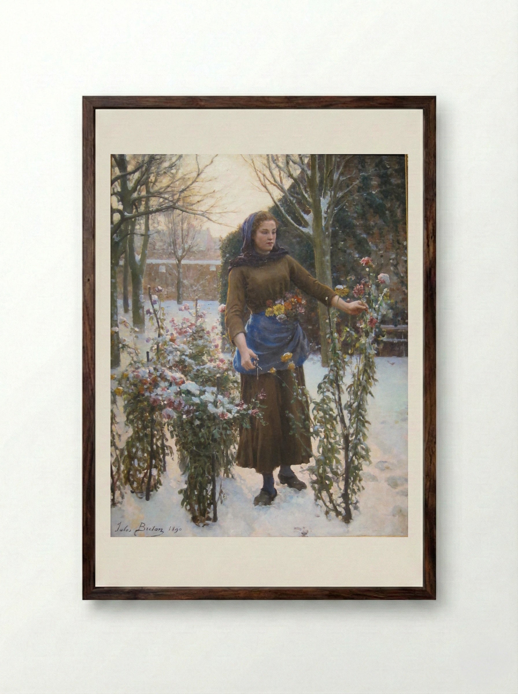Last Flowers - Jules Breton - Framed Print Dark Wood