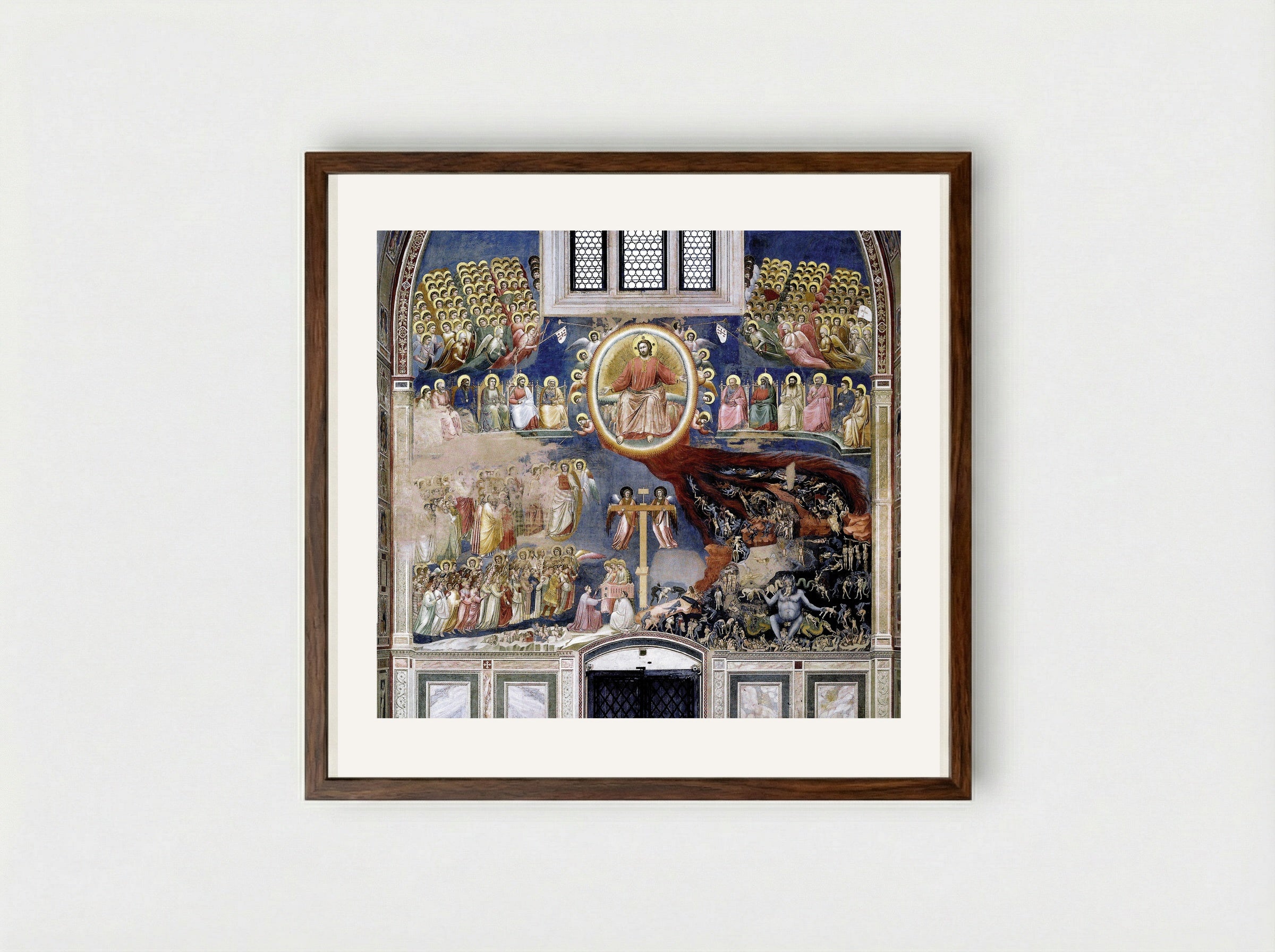 Last Judgment - Giotto di Bondone - Framed Print Dark Wood