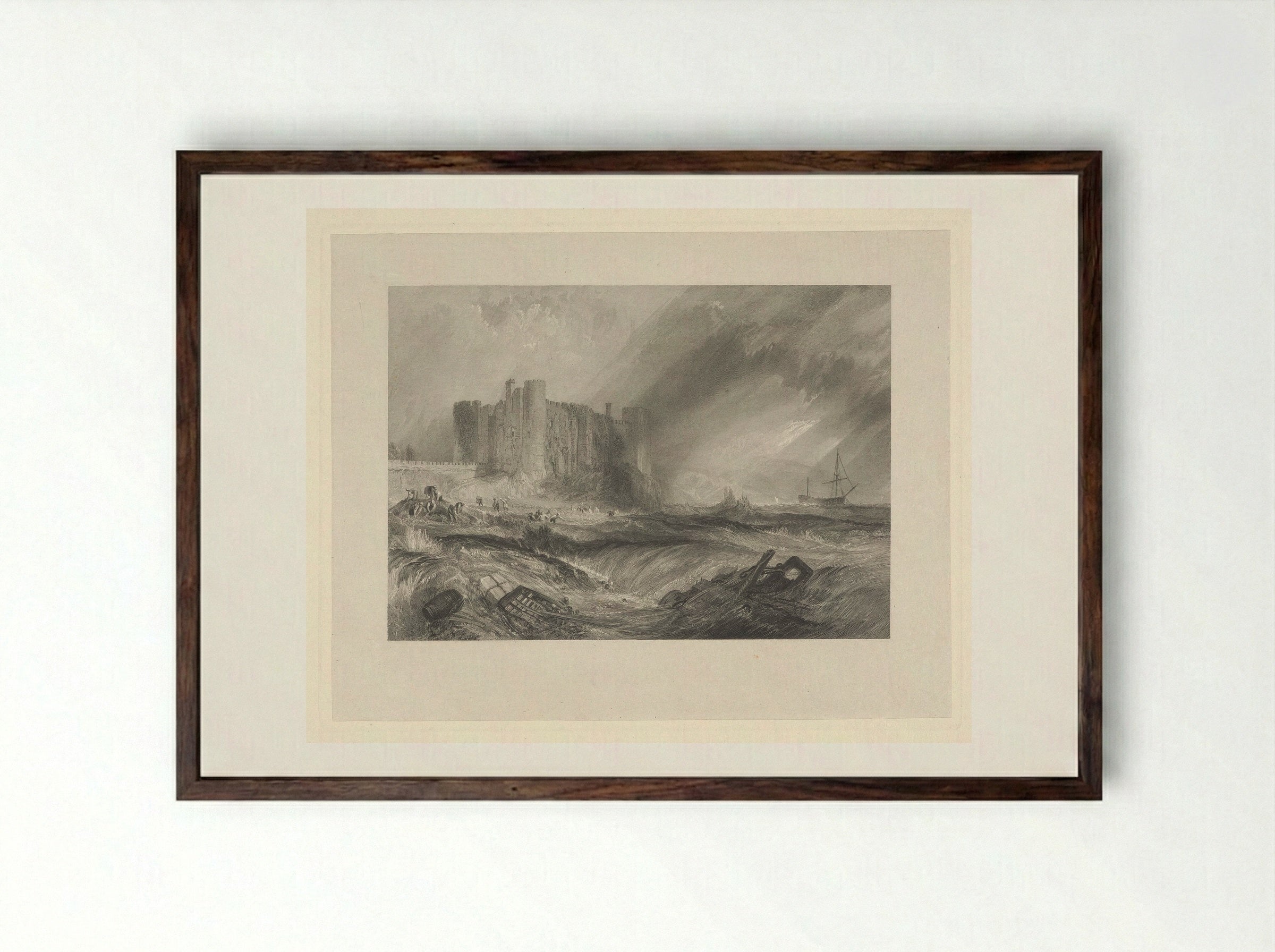 Laugharne Castle - John Horsburgh - Framed Print Dark Wood