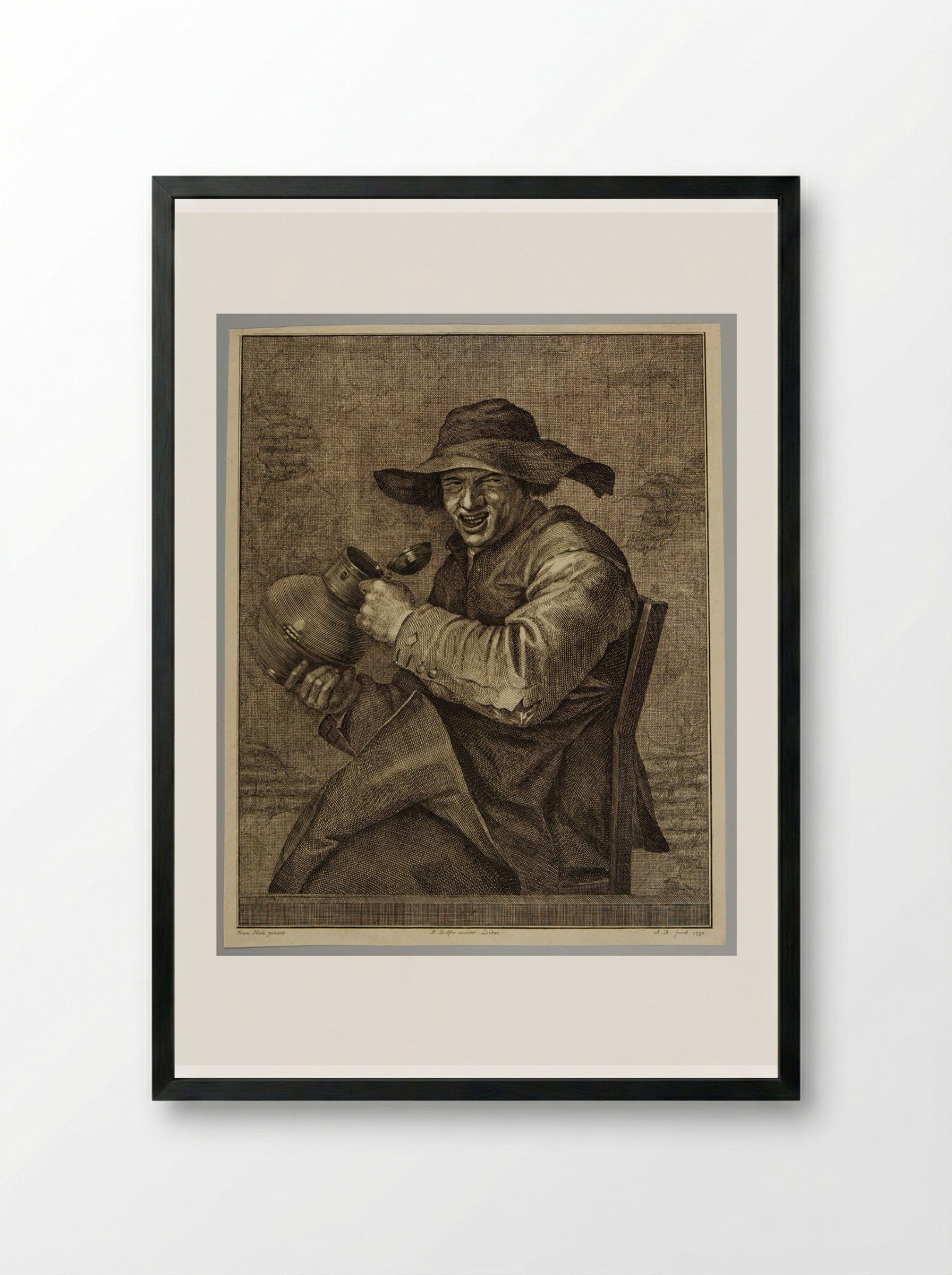 Laughing Peasant - Abraham Delfos - Framed Print Black
