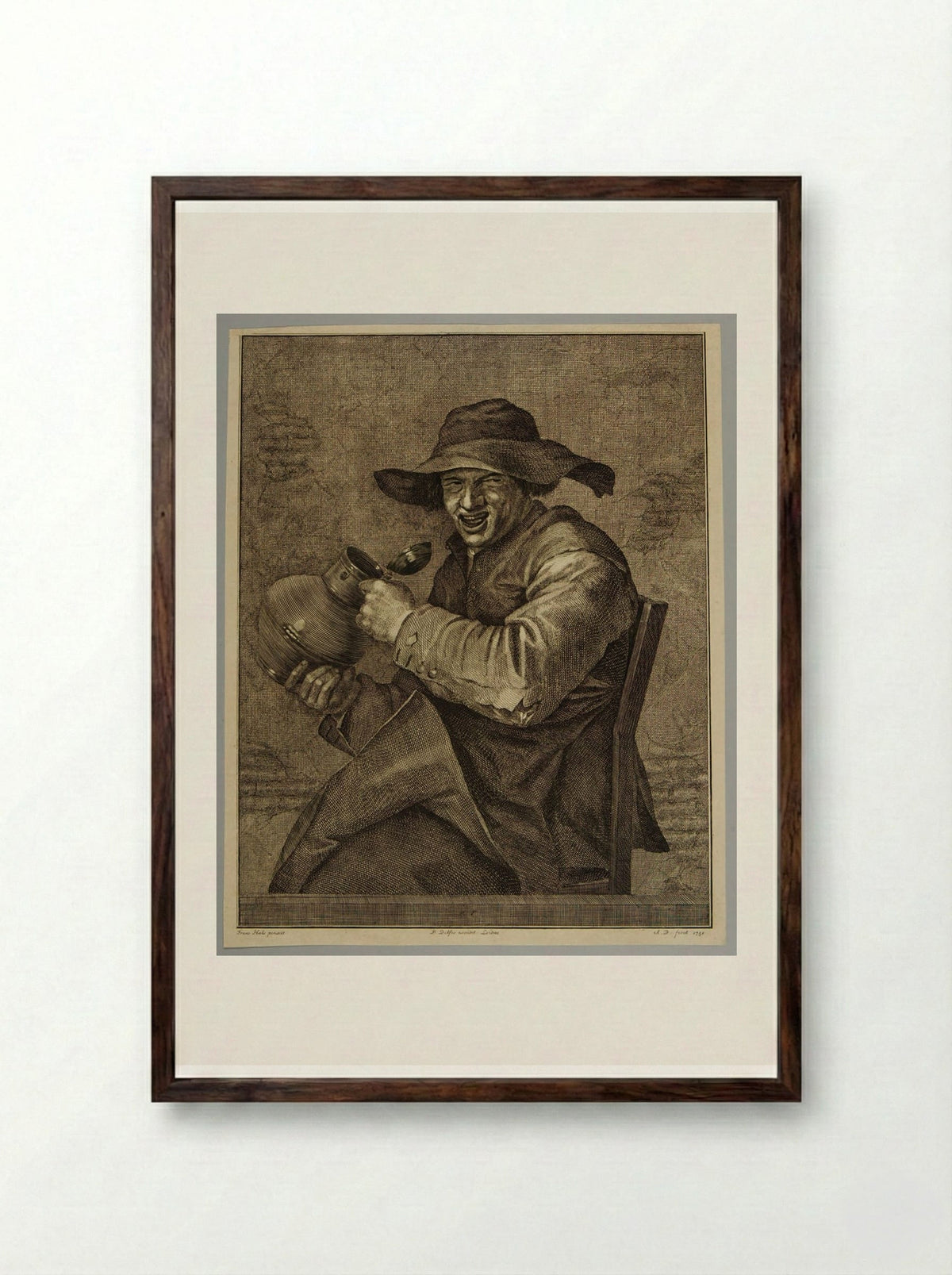 Laughing Peasant - Abraham Delfos - Framed Print Dark Wood