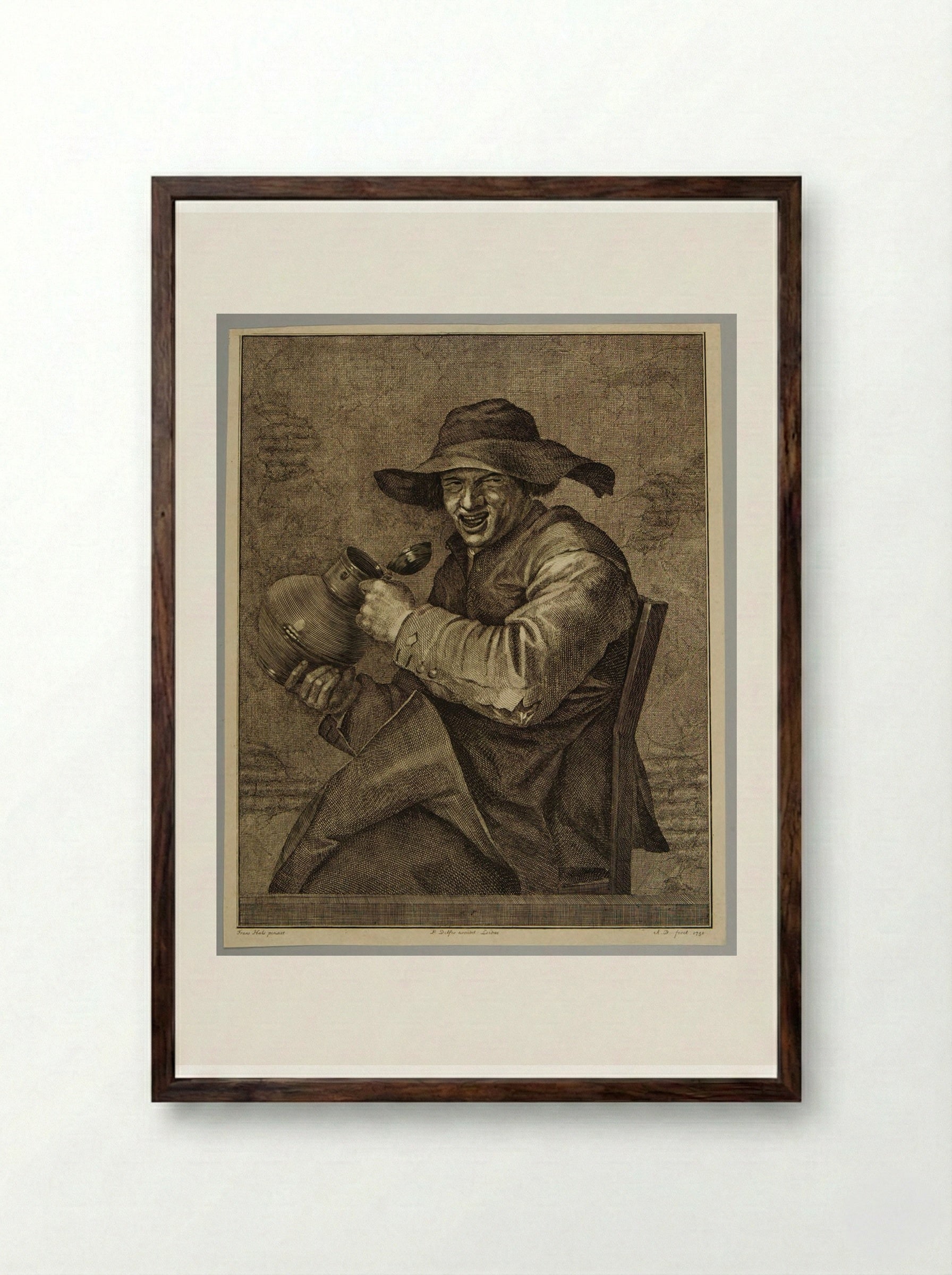 Laughing Peasant - Abraham Delfos - Framed Print Dark Wood