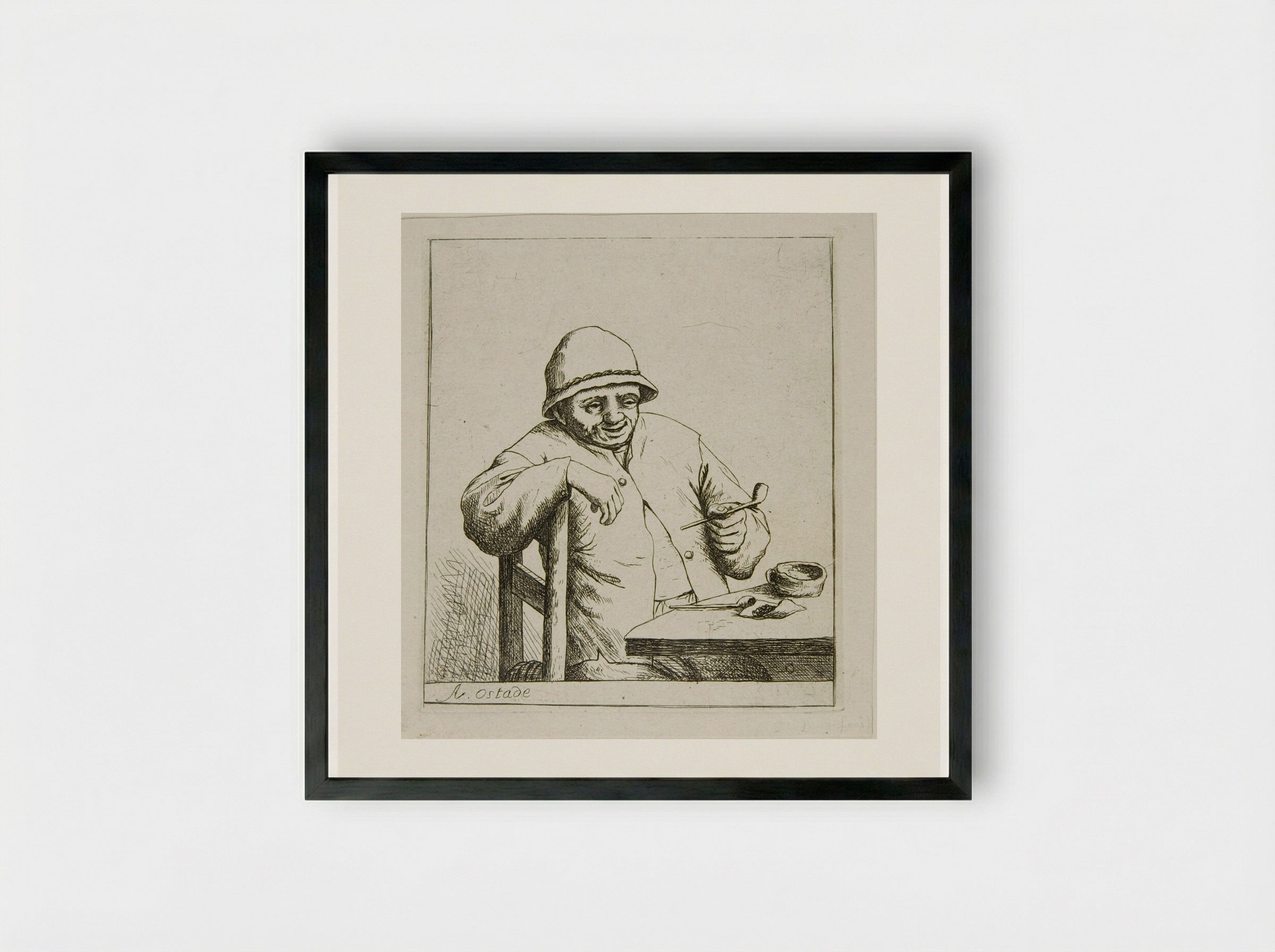 Laughing Smoker - David Deuchar - Framed Print Black