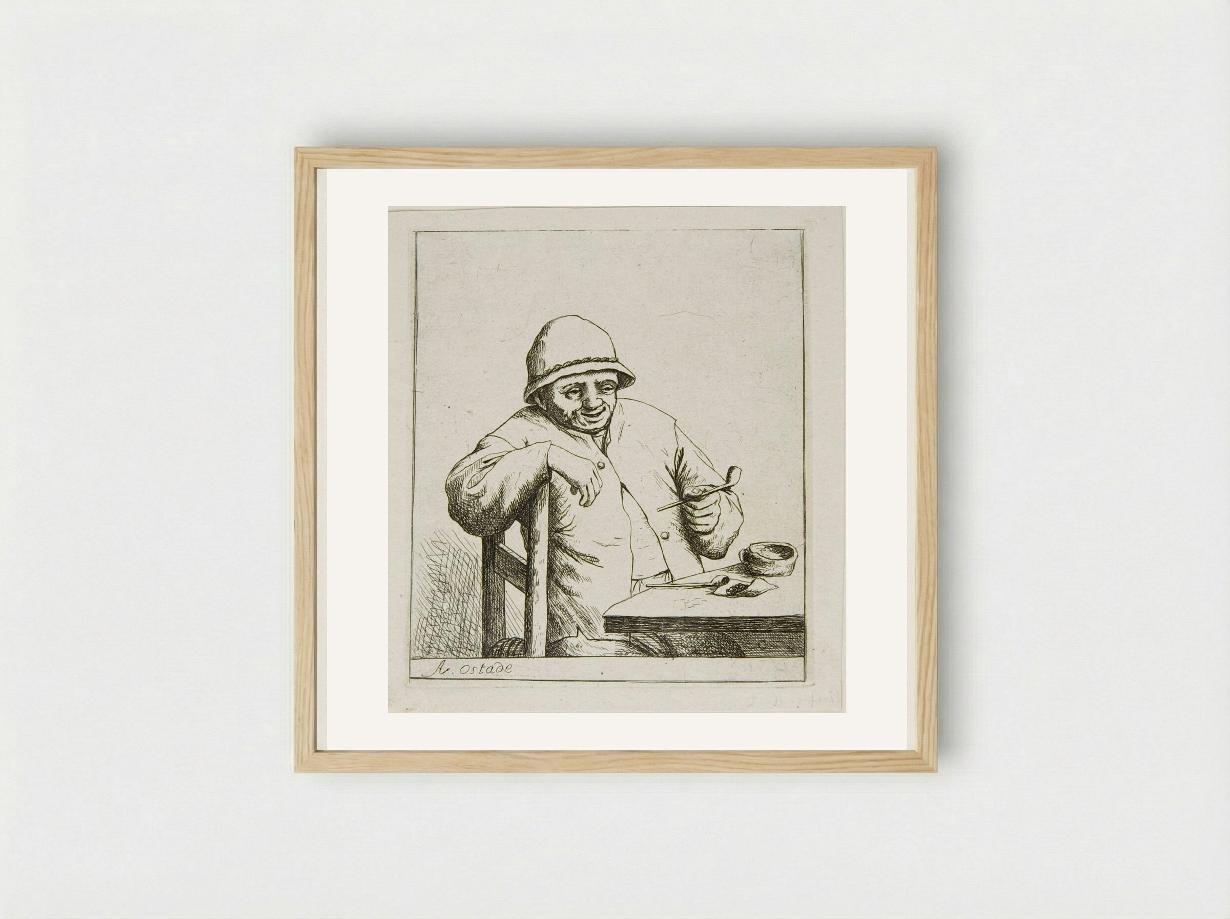 Laughing Smoker - David Deuchar - Framed Print Wood