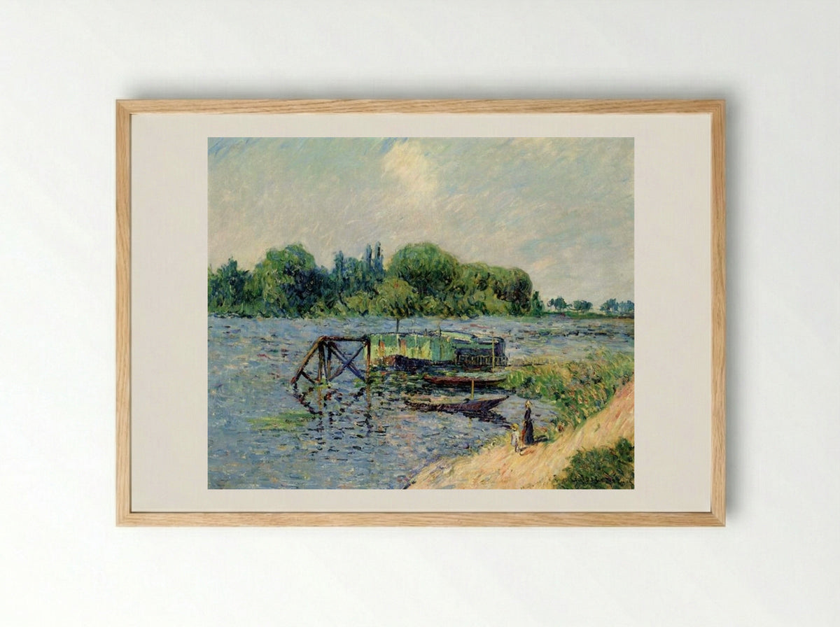 Laundry on the Seine at Herblay - Gustave Loiseau - Framed Print Wood