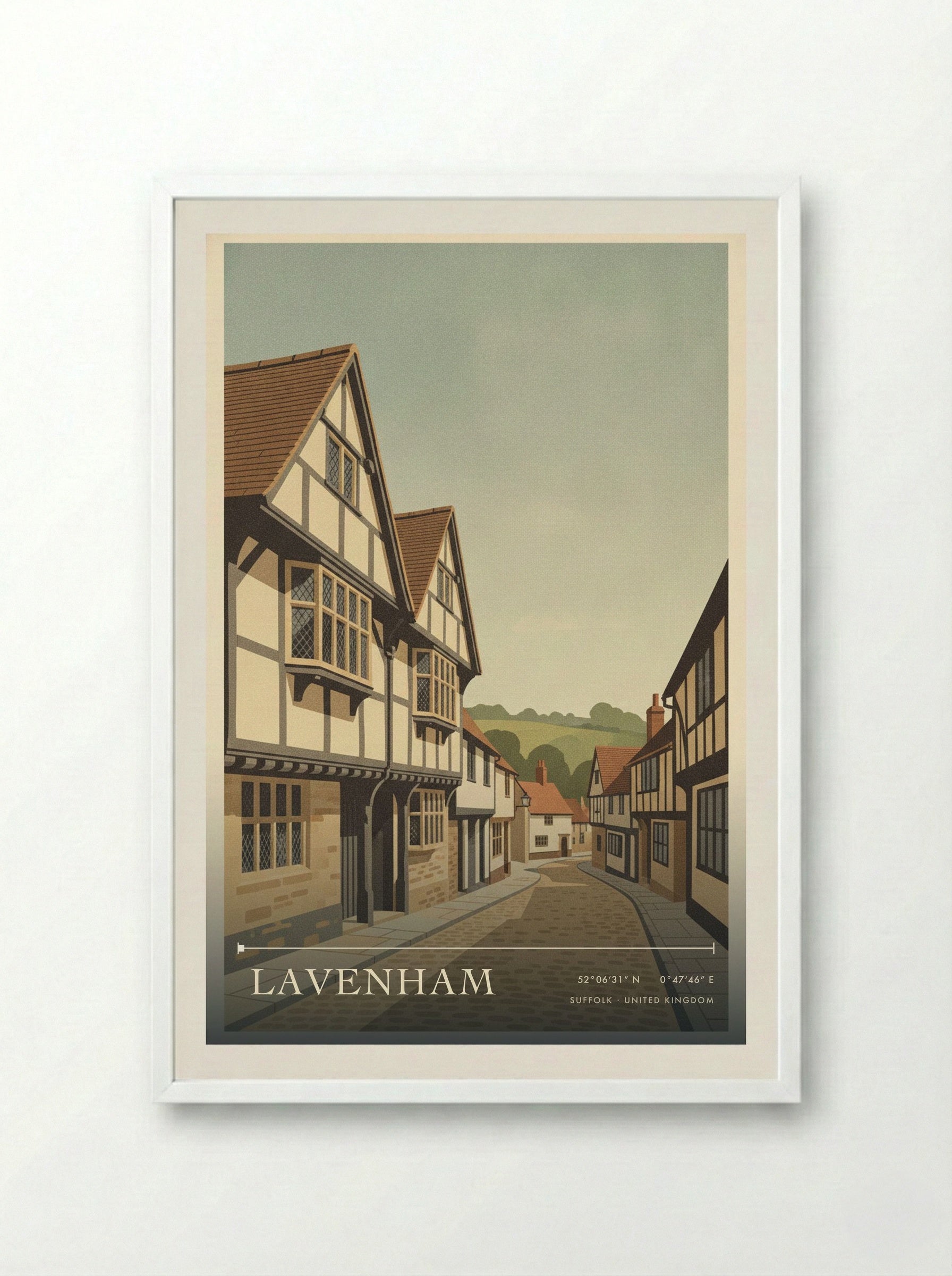 Lavenham Suffolk United Kingdom Travel Poster - Framed Print White