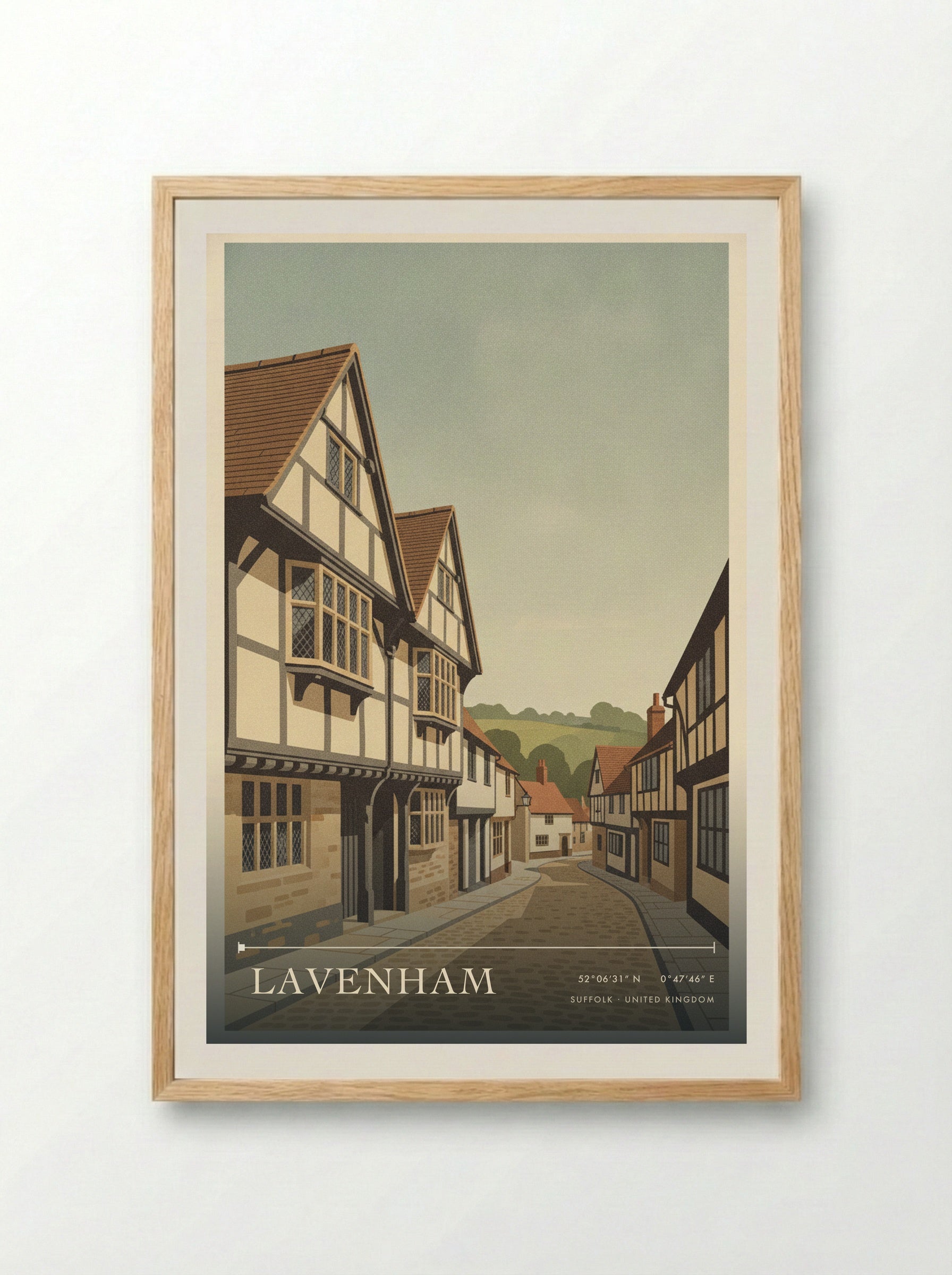 Lavenham Suffolk United Kingdom Travel Poster - Framed Print Wood