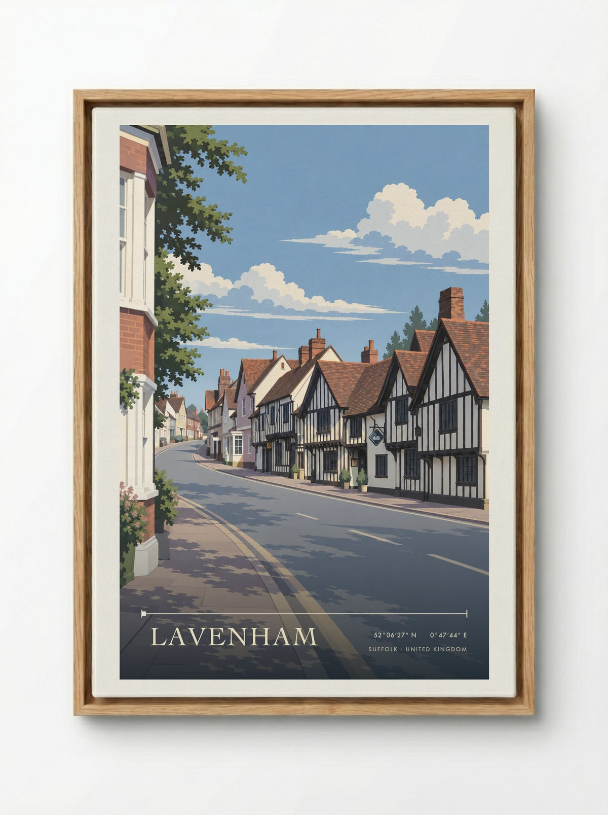 Lavenham, Suffolk | Travel Poster - Framed Canvas Wood