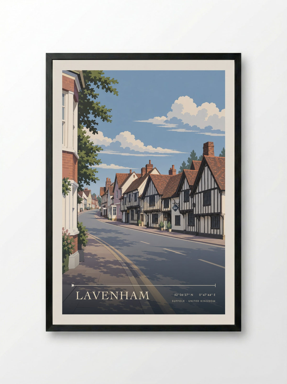 Lavenham, Suffolk | Travel Poster - Framed Print Black
