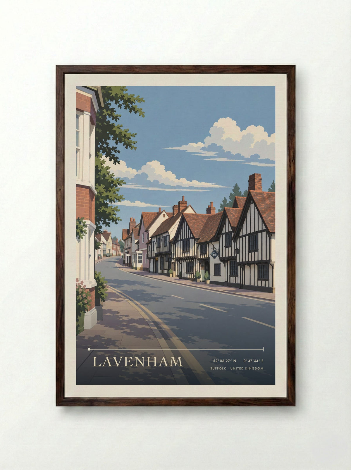 Lavenham, Suffolk | Travel Poster - Framed Print Dark Wood