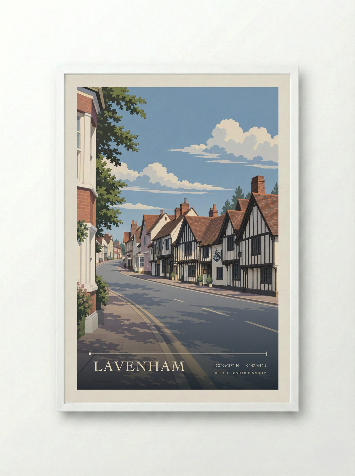 Lavenham, Suffolk | Travel Poster - Framed Print White