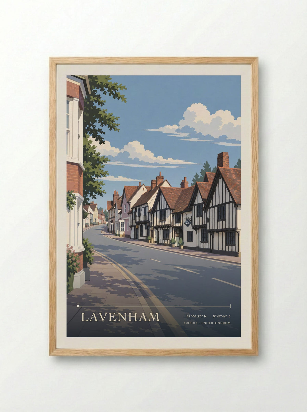 Lavenham, Suffolk | Travel Poster - Framed Print Wood