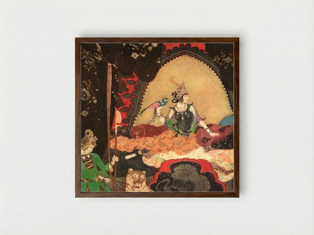 Layla (from the Picture Book for the Red Cross) - Edmund Dulac - Framed Print Dark Wood
