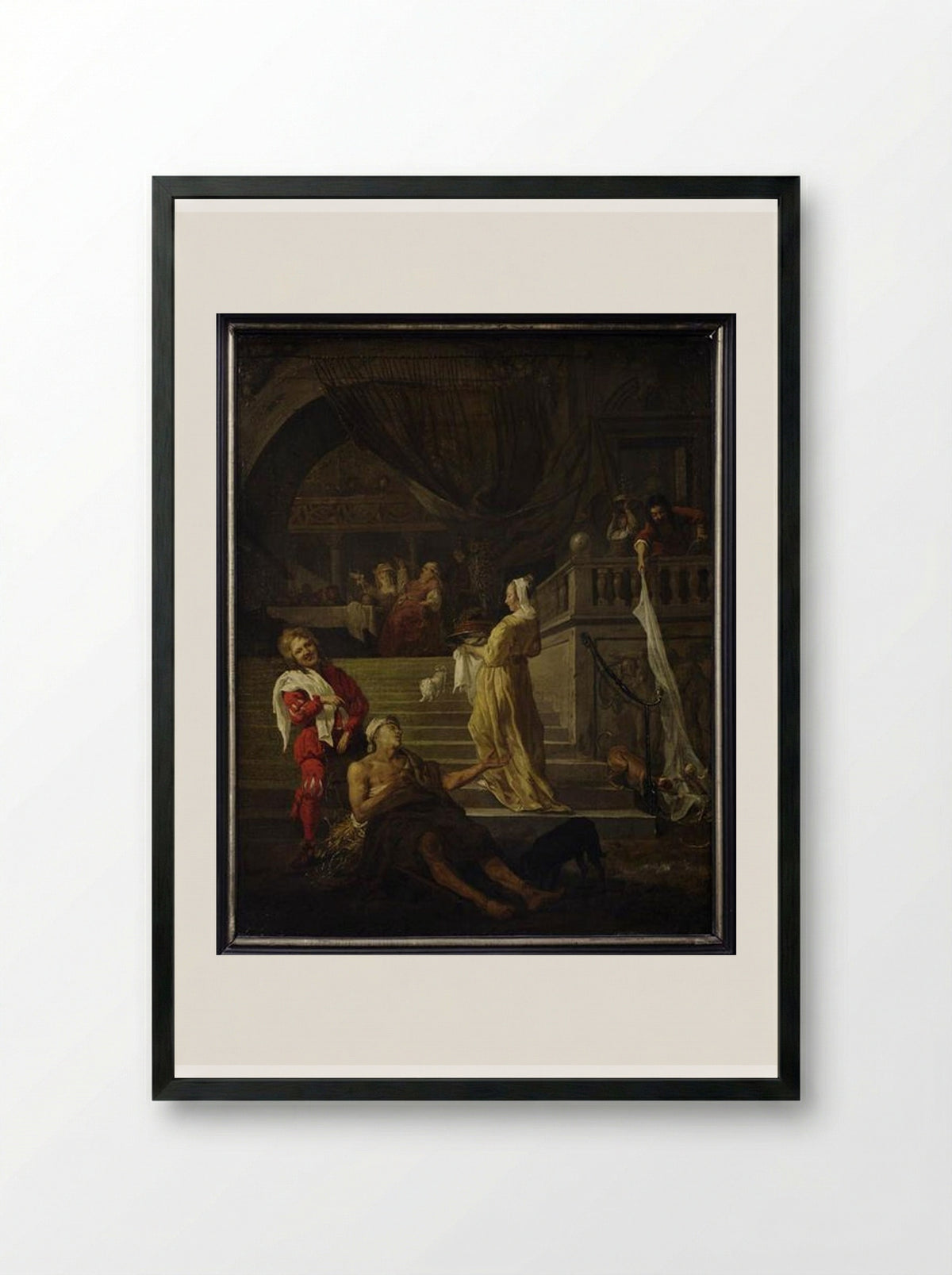 Lazarus and the Rich Man - Gabriel Metsu - Framed Print Black