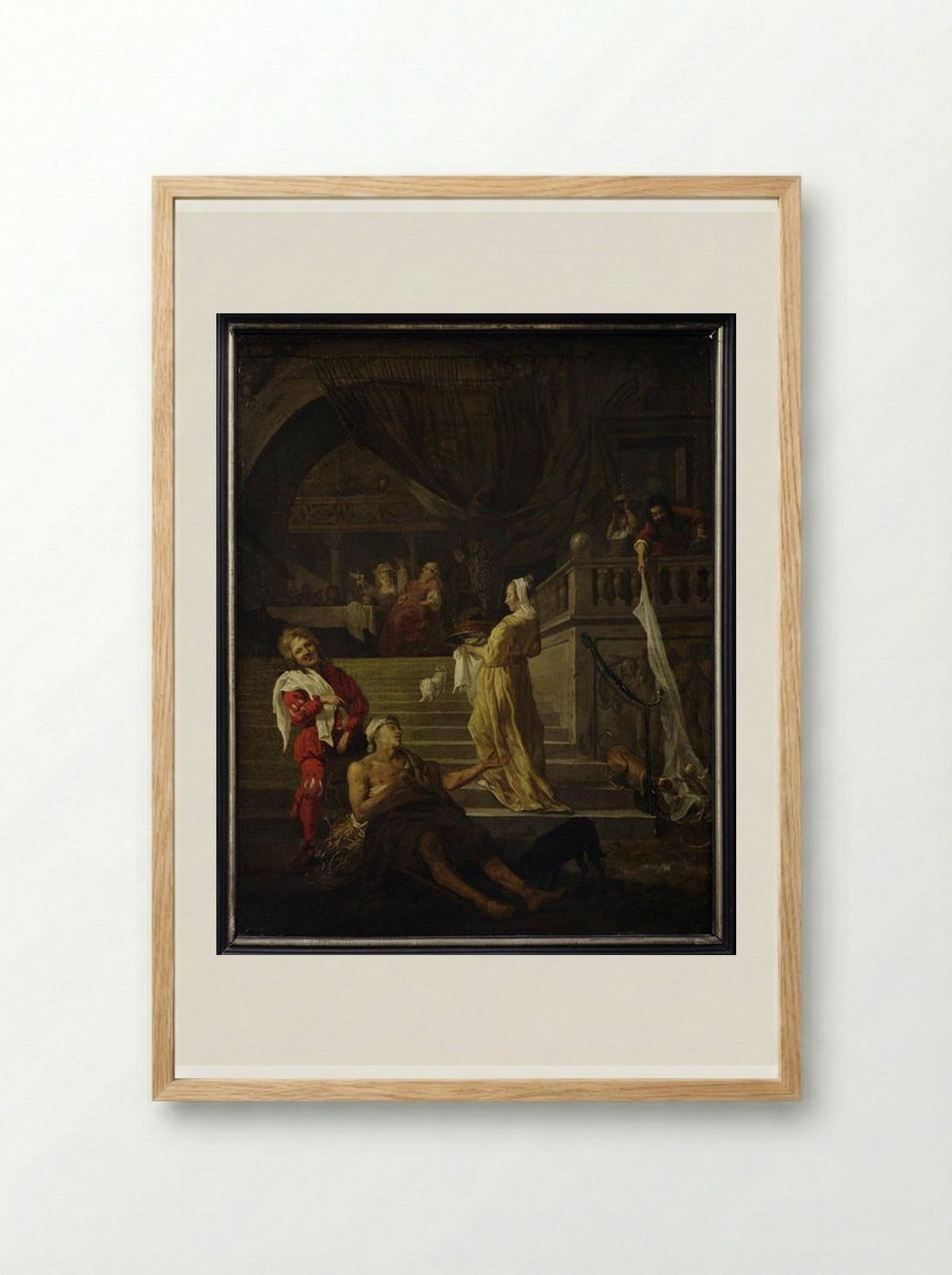 Lazarus and the Rich Man - Gabriel Metsu - Framed Print Wood