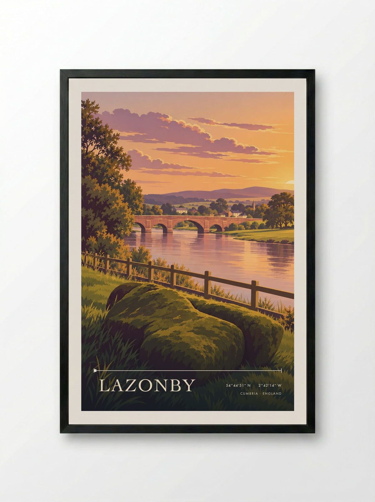 Lazonby, Cumbria | Travel Poster - Framed Print Black