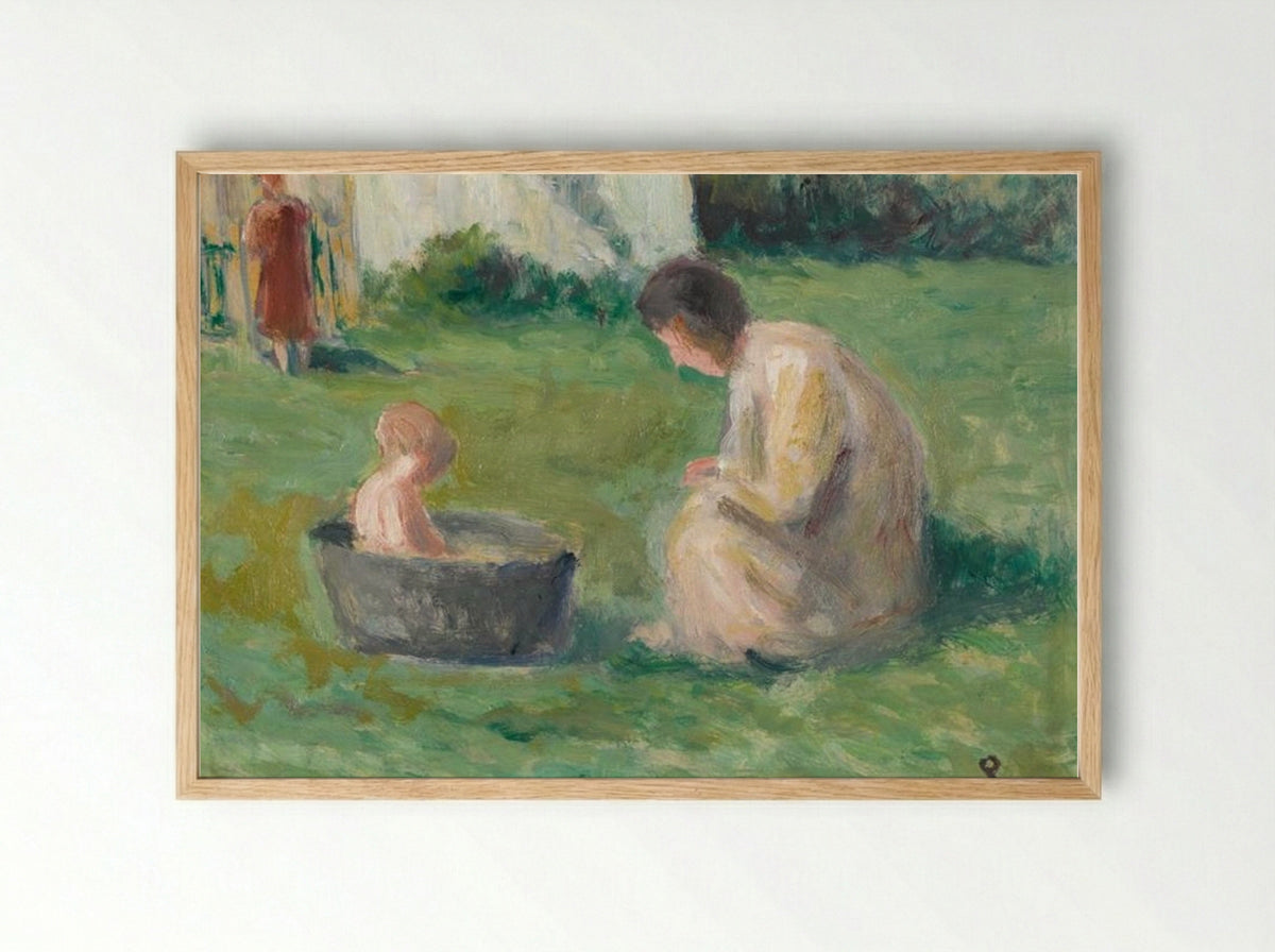 Le Bain Du Bébé - Maximilien Luce - Framed Print Wood